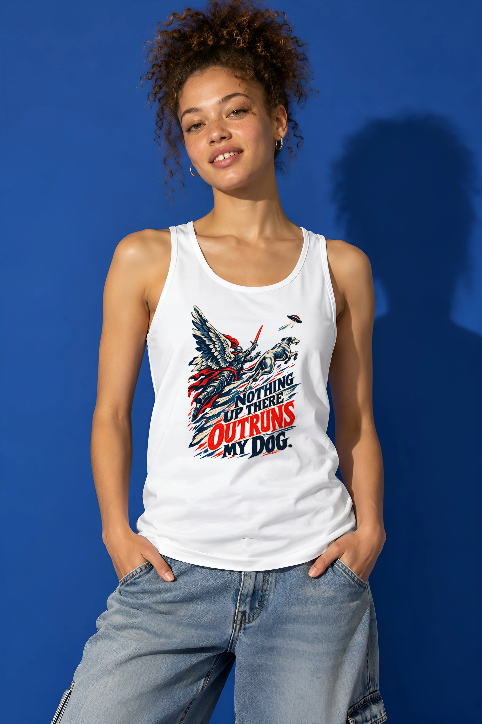 "Winged Knight Dog Chase" Unisex Jersey Tank