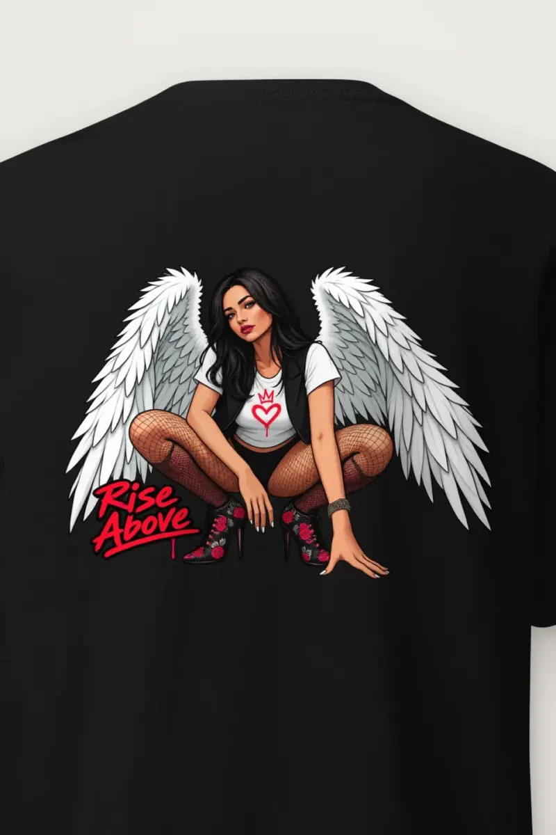 "Winged Woman Crouching" Heavyweight Unisex Crewneck T-shirt