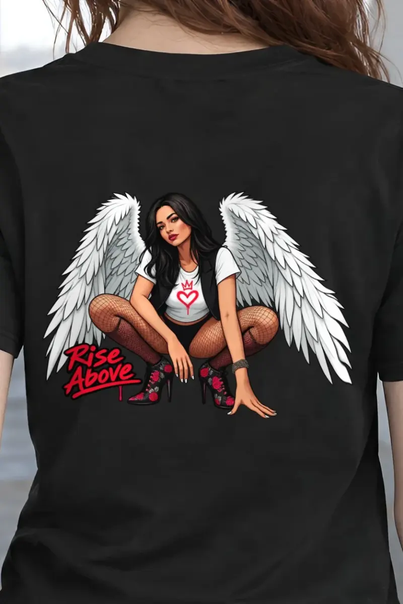 "Winged Woman Crouching" Heavyweight Unisex Crewneck T-shirt