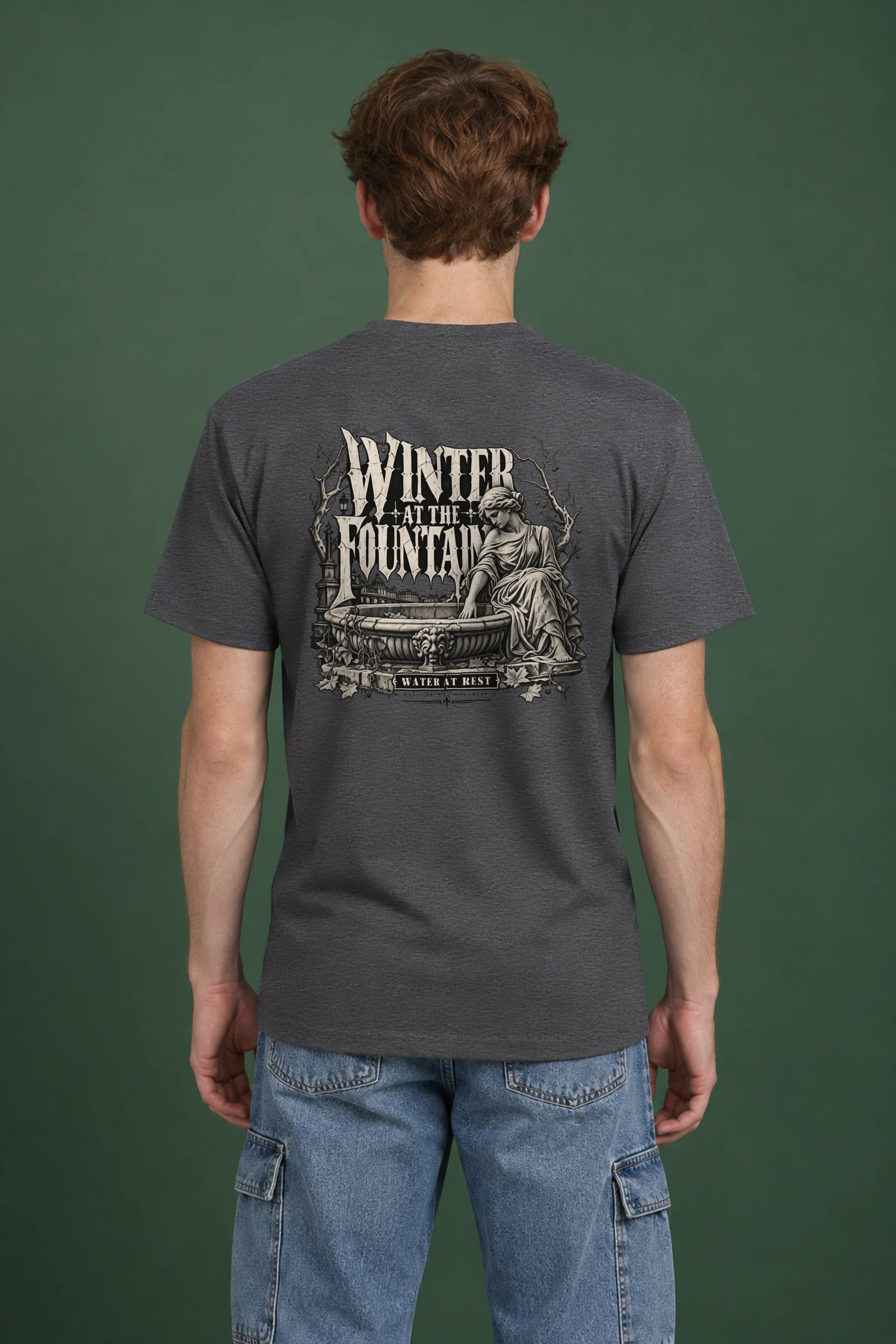 "Winter at the Fountain" Heavyweight Unisex Crewneck T-shirt