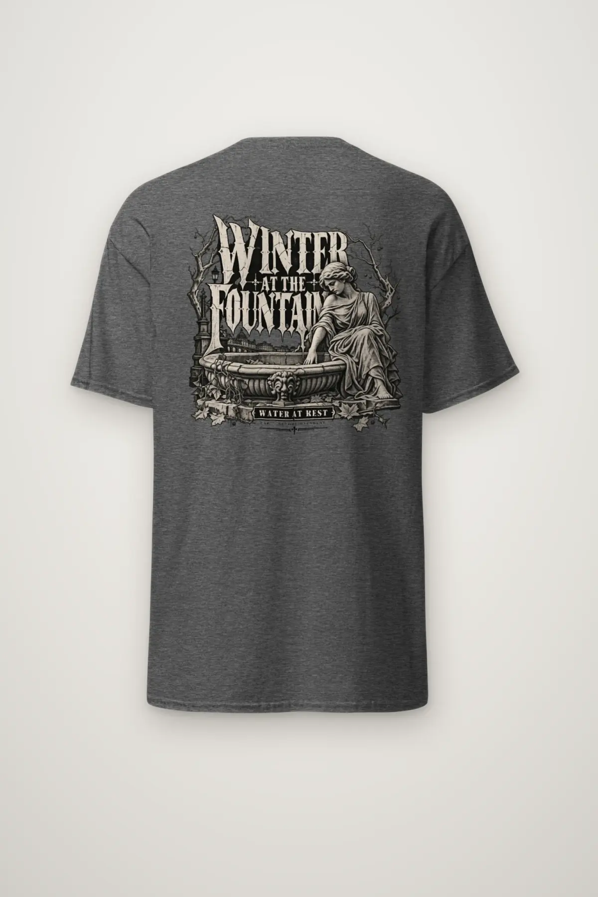 "Winter at the Fountain" Heavyweight Unisex Crewneck T-shirt