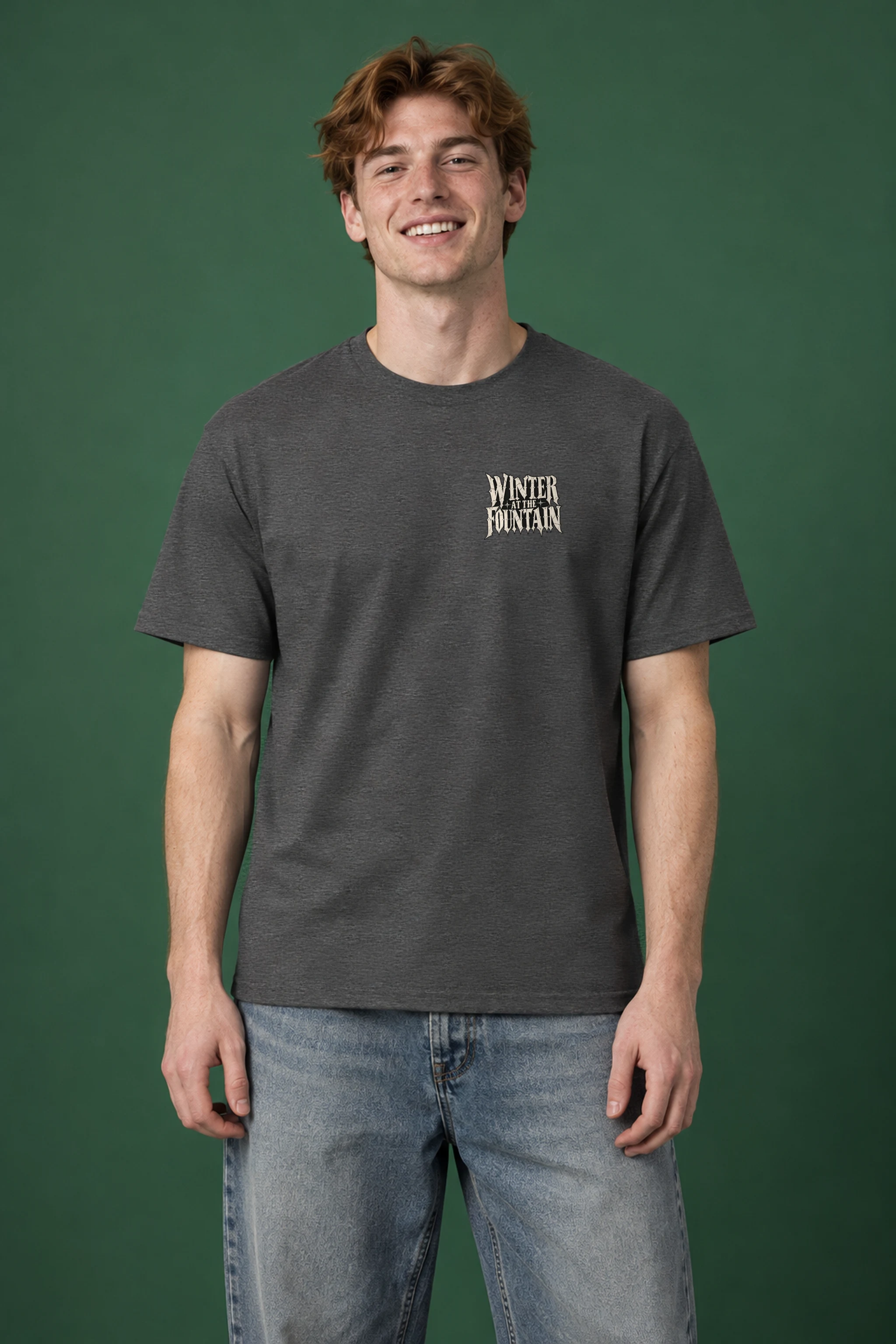"Winter at the Fountain" Heavyweight Unisex Crewneck T-shirt
