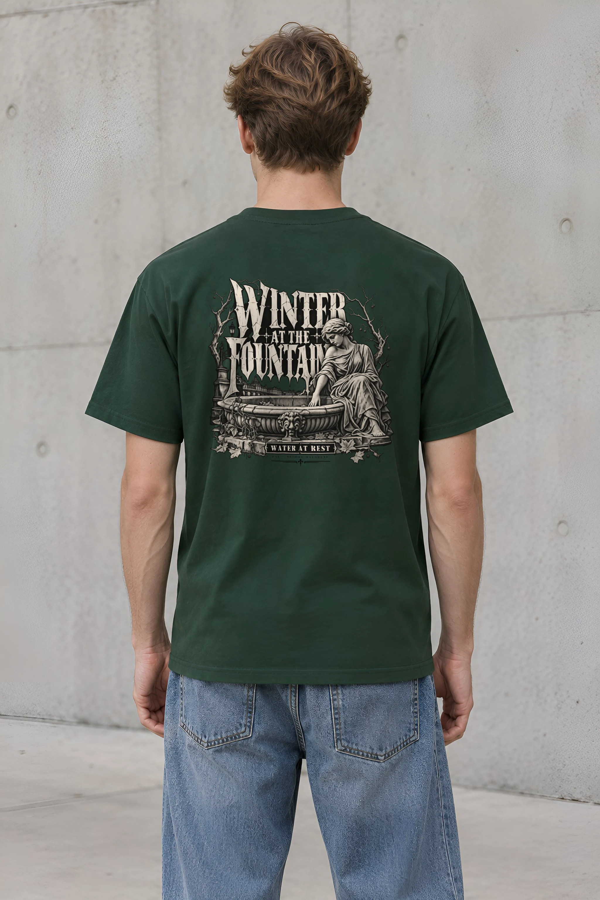 "Winter at the Fountain" Heavyweight Unisex Crewneck T-shirt