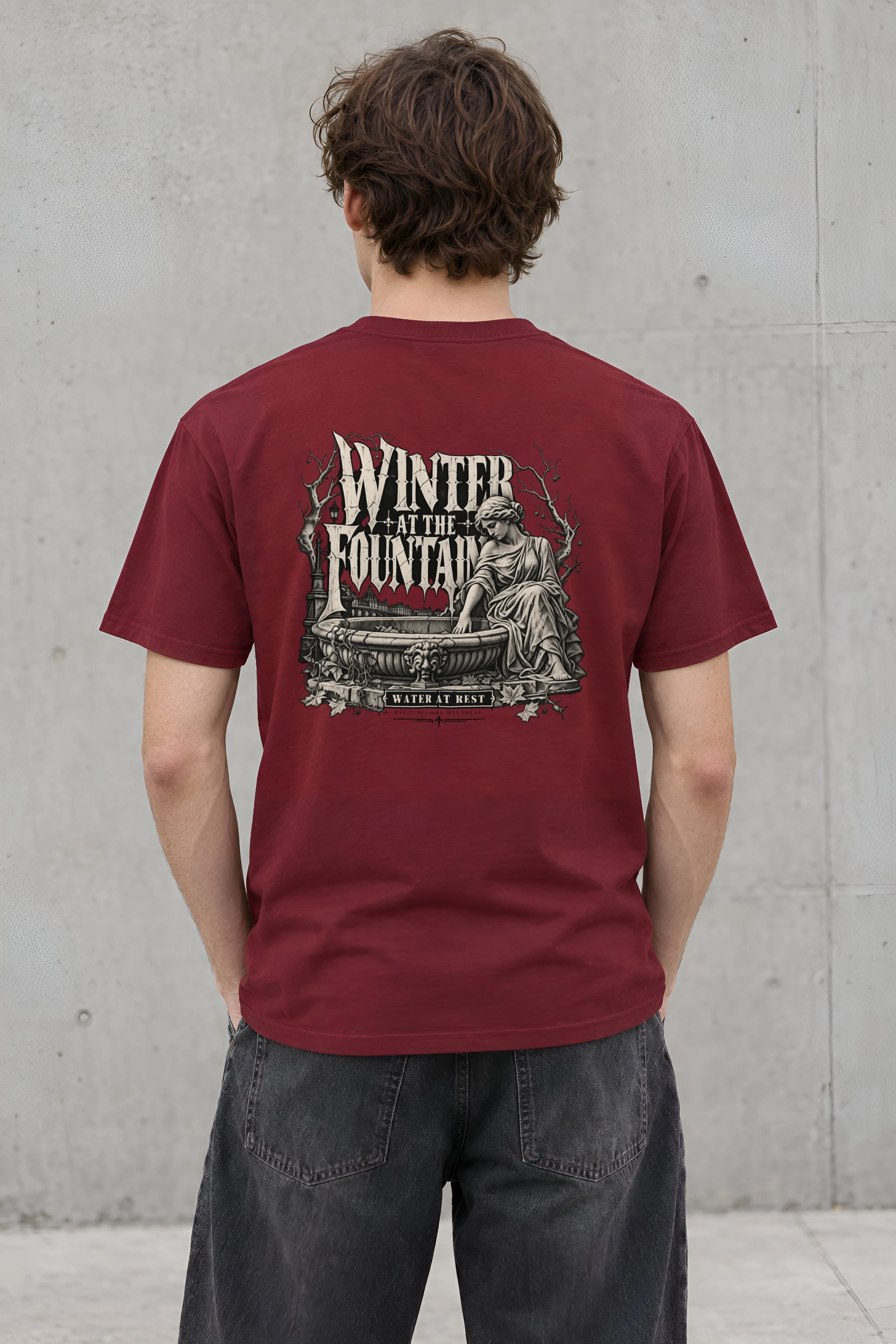 "Winter at the Fountain" Heavyweight Unisex Crewneck T-shirt
