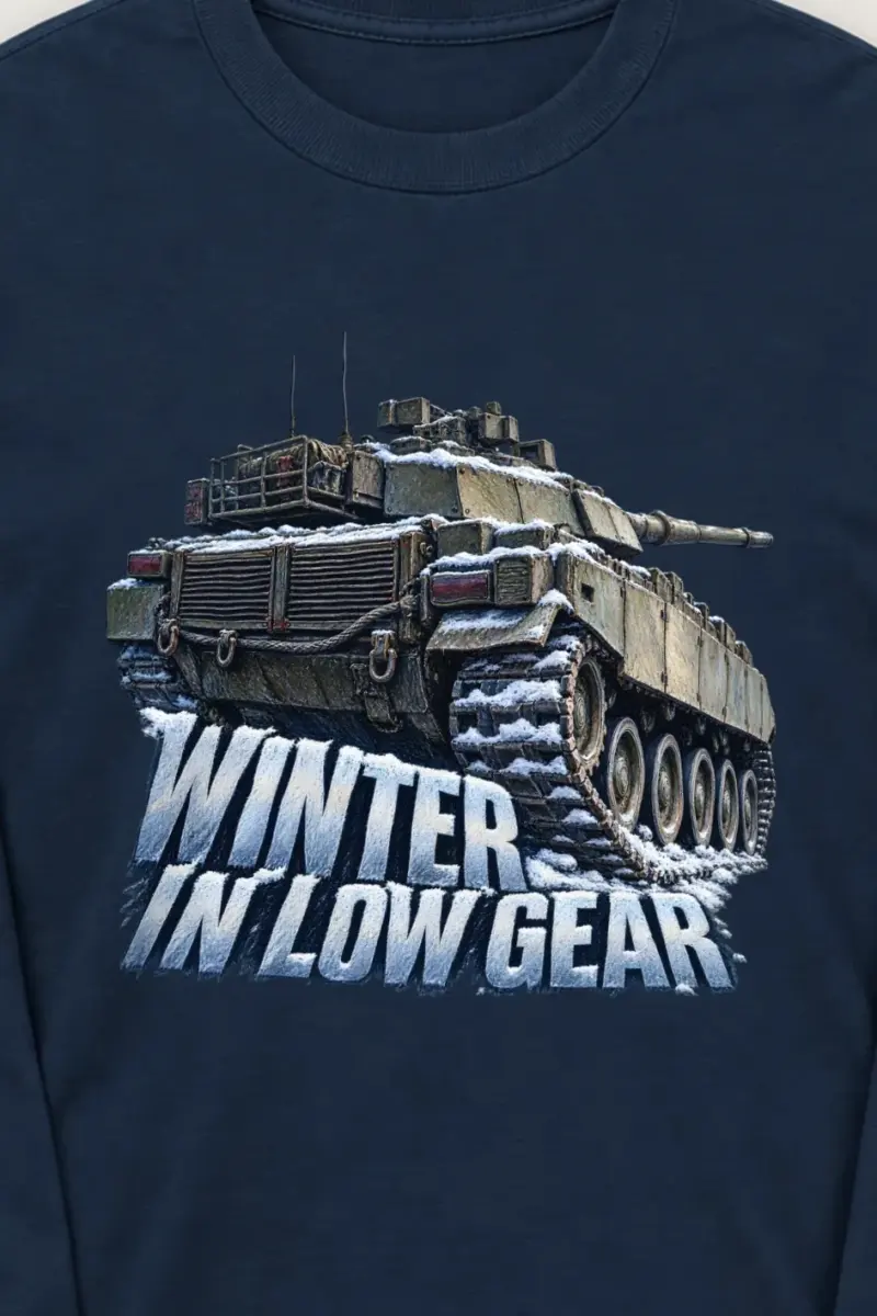 "Winter in Low Gear" Unisex Longsleeve T-shirt - the graphic up close