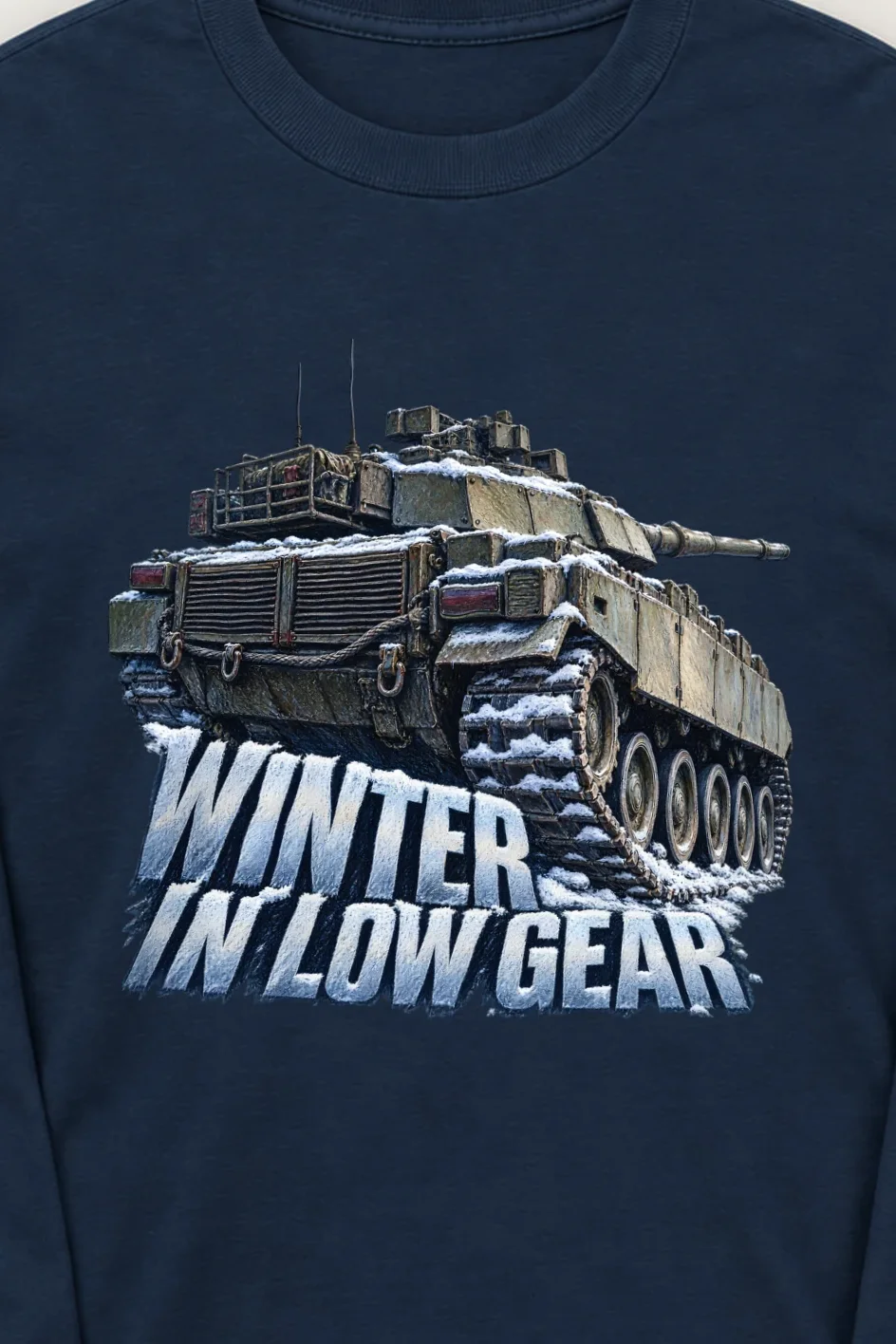"Winter in Low Gear" Unisex Longsleeve T-shirt - the graphic up close