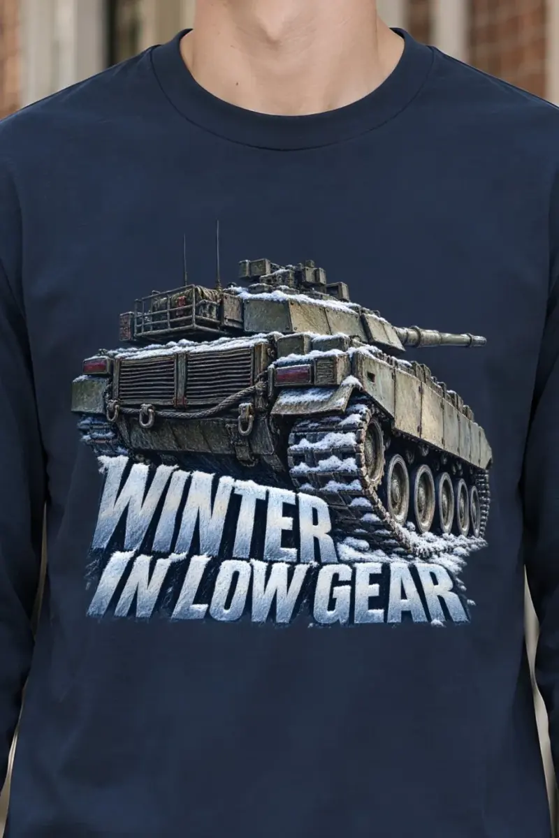 "Winter in Low Gear" Unisex Longsleeve T-shirt - the graphic up close