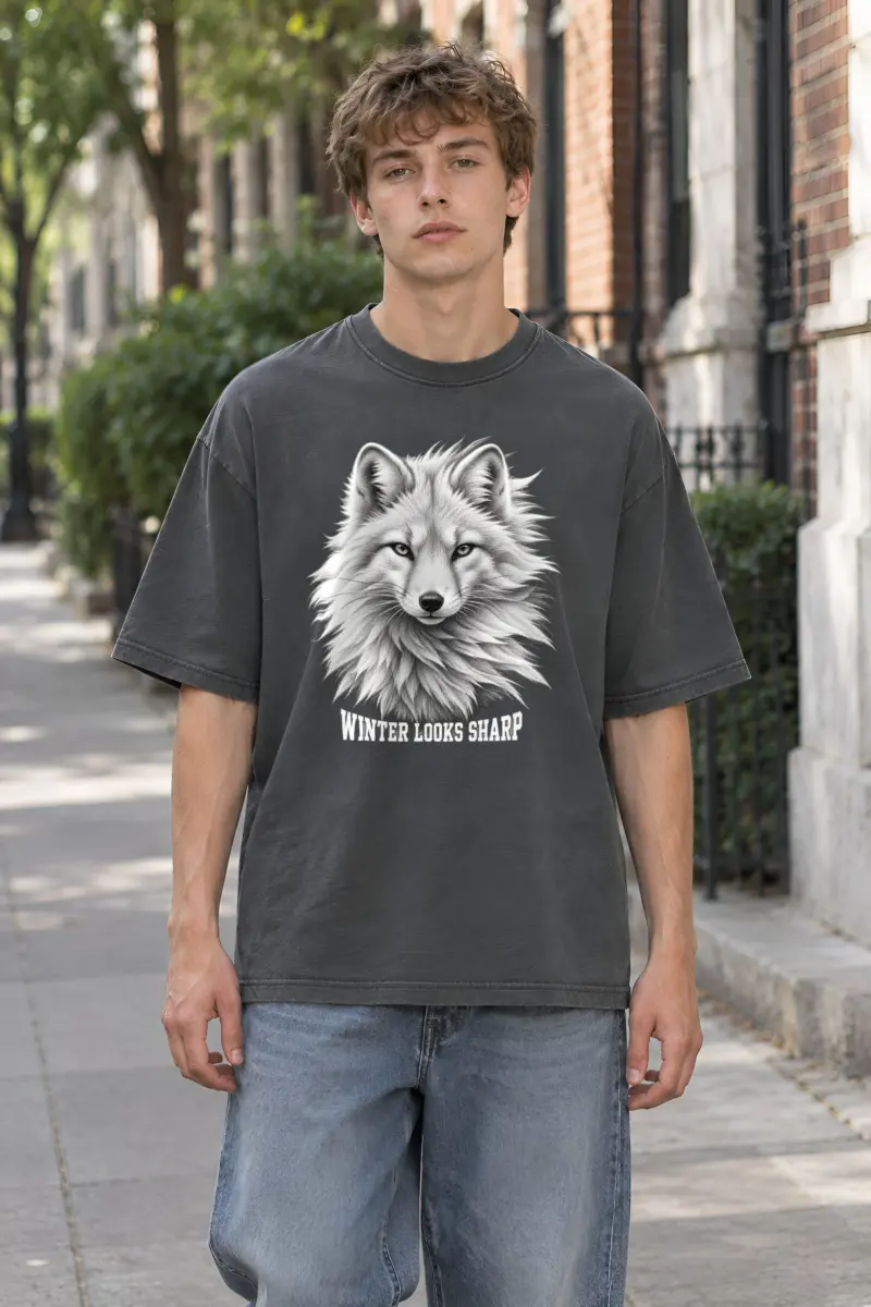 “Winter Looks Sharp” Men’s Oversized Heavyweight Crewneck T-Shirt