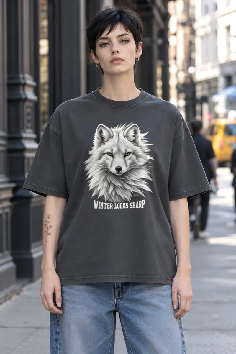 "Winter Looks Sharp" Unisex Oversized Heavyweight Crewneck T-Shirt