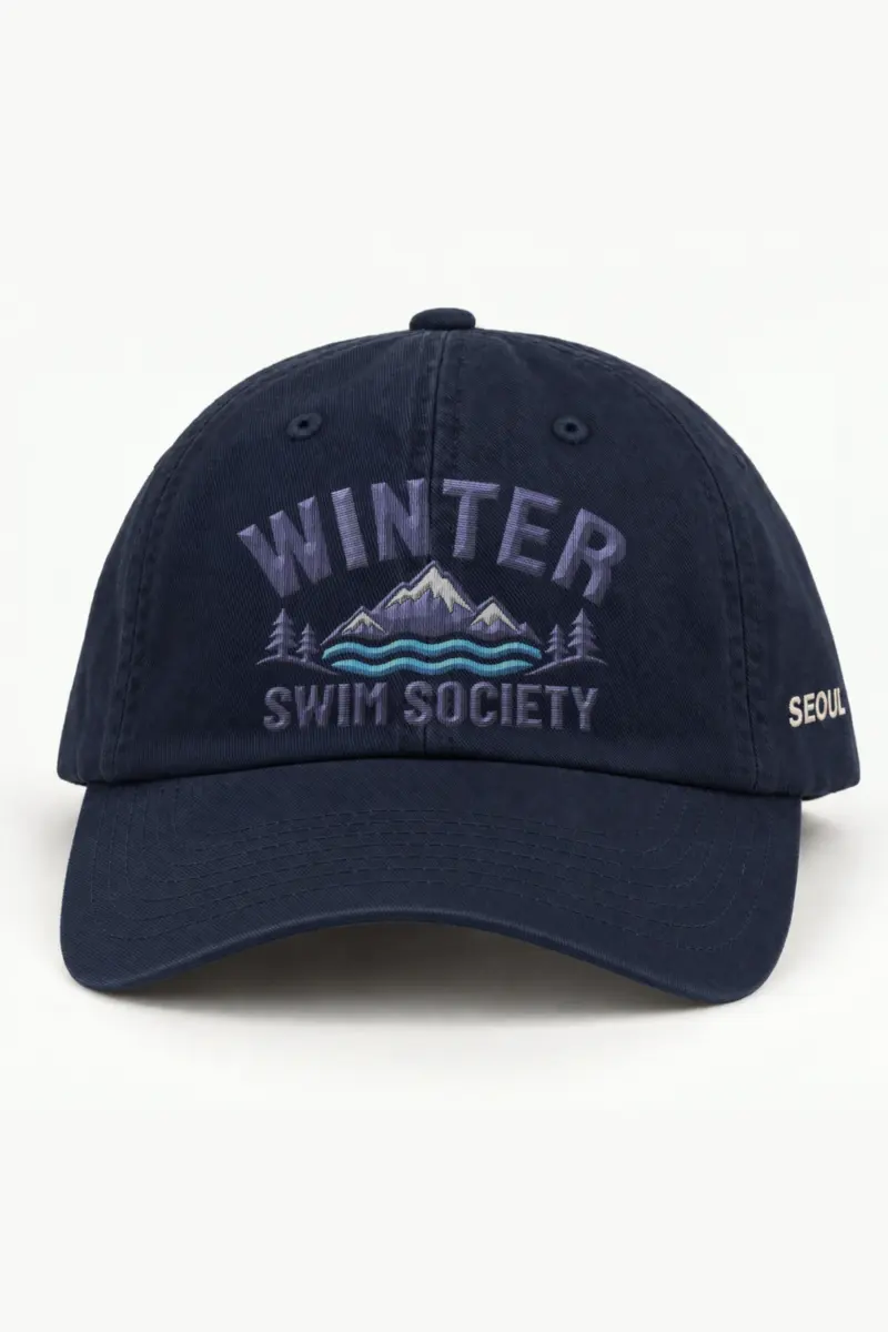 "Winter Swim Society" Classic Dad Hat · Embroidered — navy/cap-front