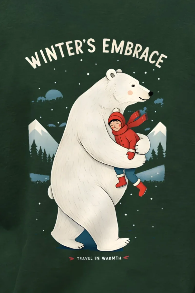 "Winter’s Embrace" Unisex Longsleeve T-shirt - the graphic up close