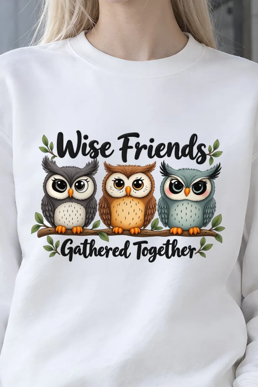 "Wise Friends Gathered" 1 Crewneck Sweatshirt - the graphic up close