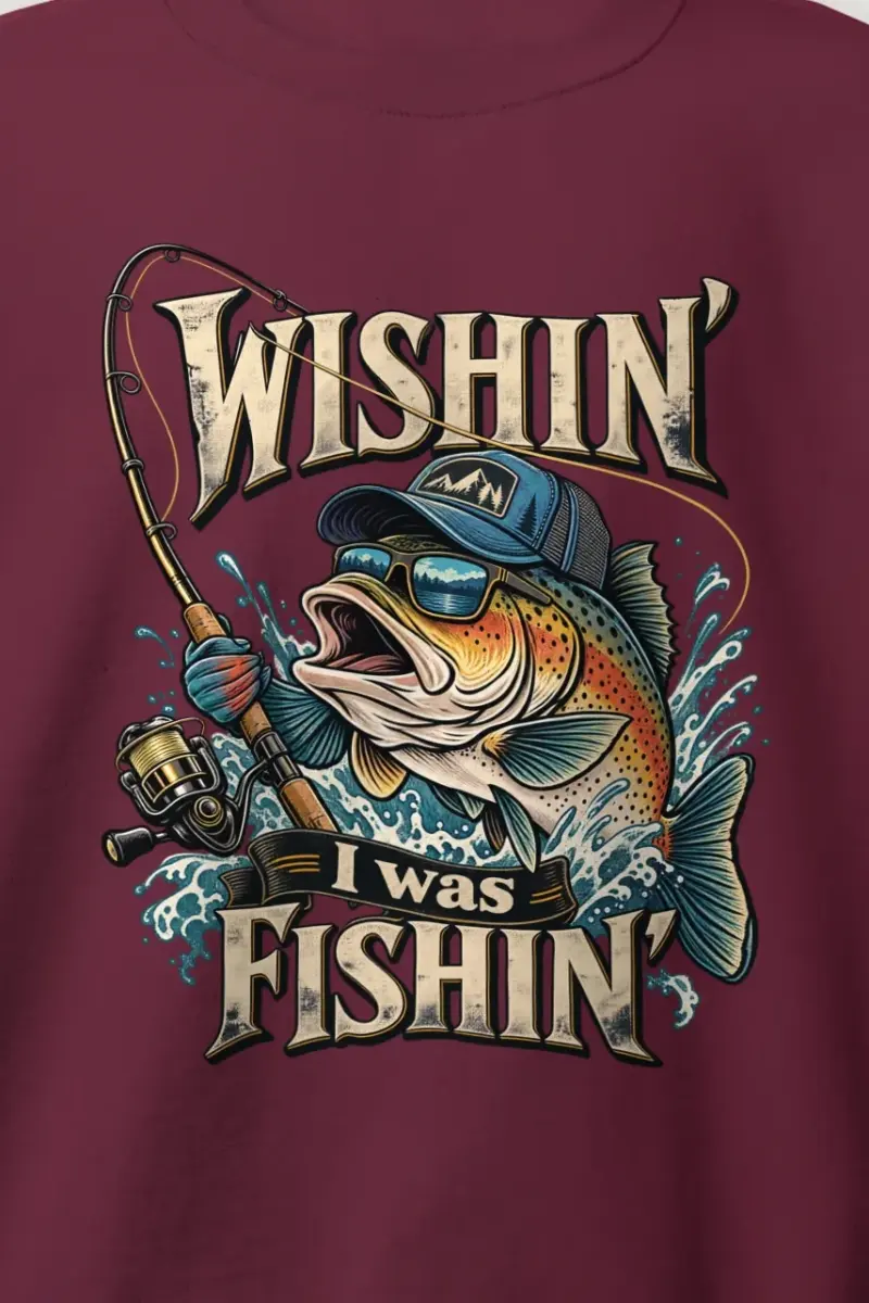 "Wishin’ I Was Fishin'" Heavy Blend Unisex Crewneck Sweatshirt