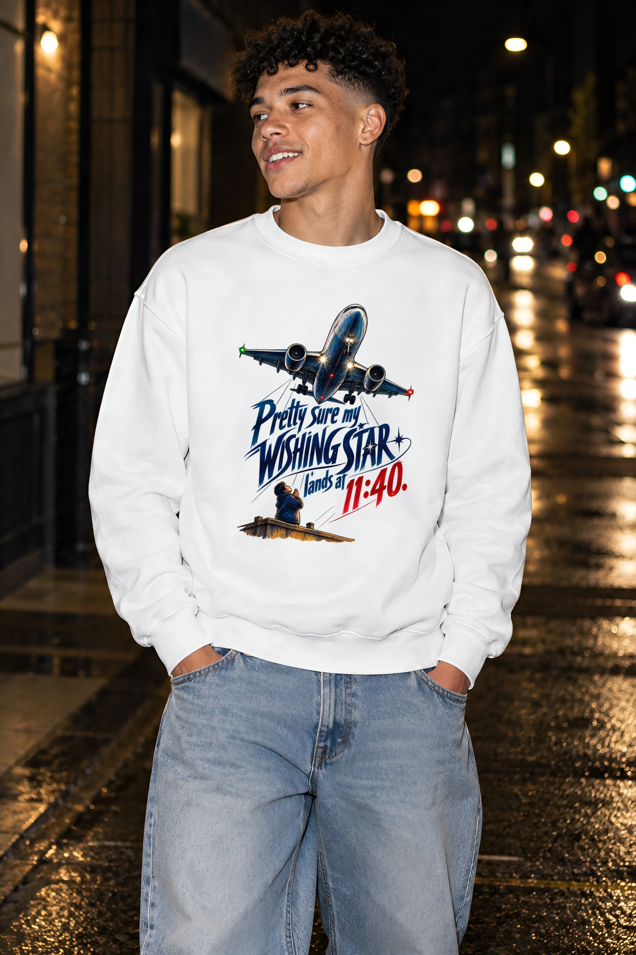 "Wishing Star Lands at 11:40" Unisex Crewneck Sweatshirt