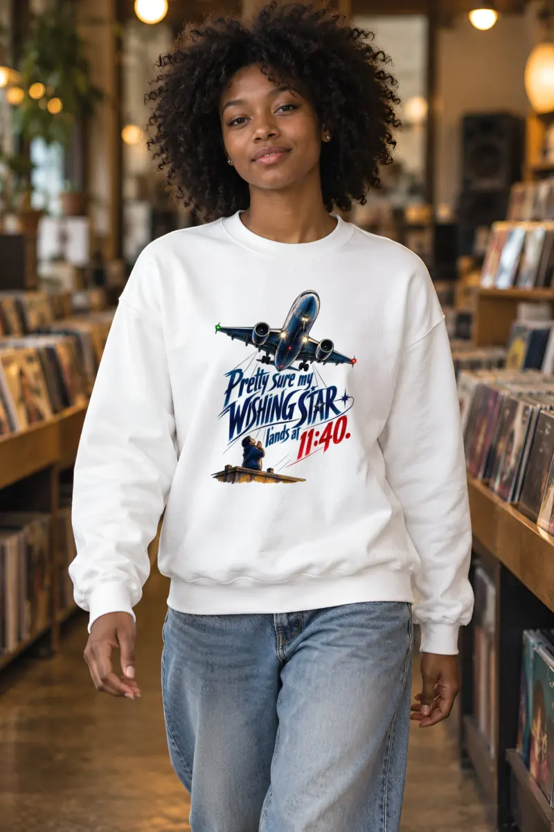 "Wishing Star Lands at 11:40" Unisex Crewneck Sweatshirt