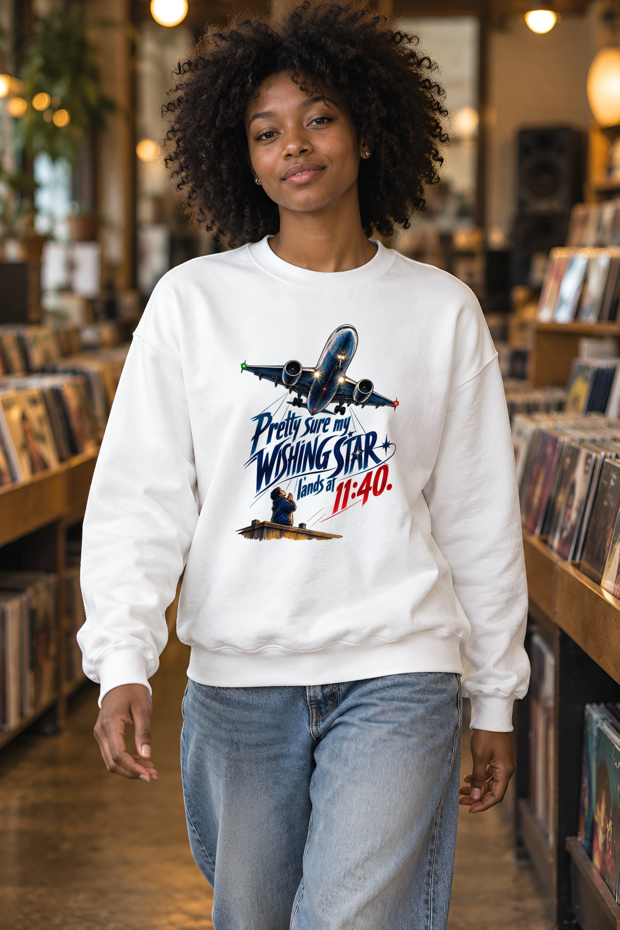 "Wishing Star Lands at 11:40" Unisex Crewneck Sweatshirt