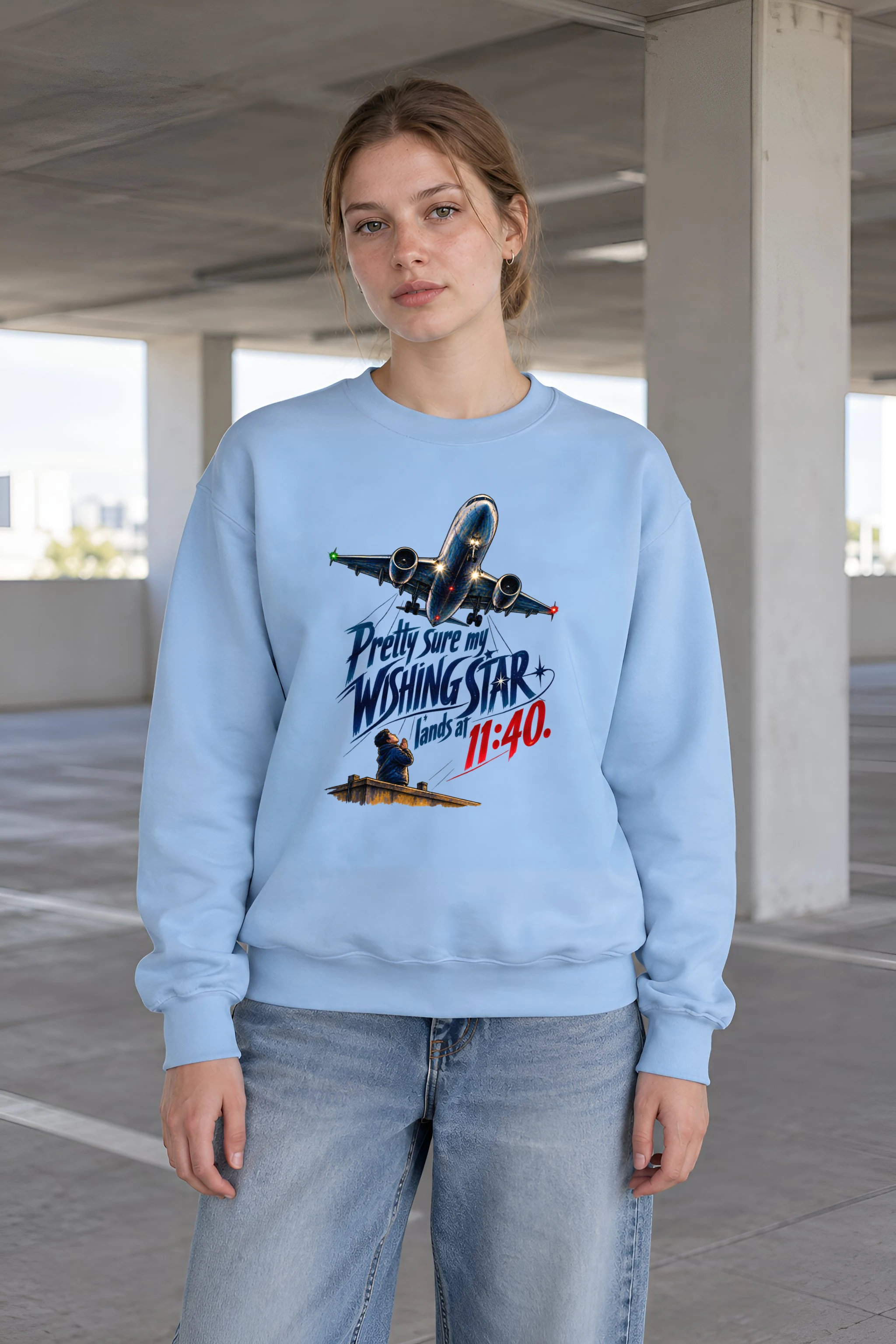 "Wishing Star Lands at 11:40" Unisex Crewneck Sweatshirt