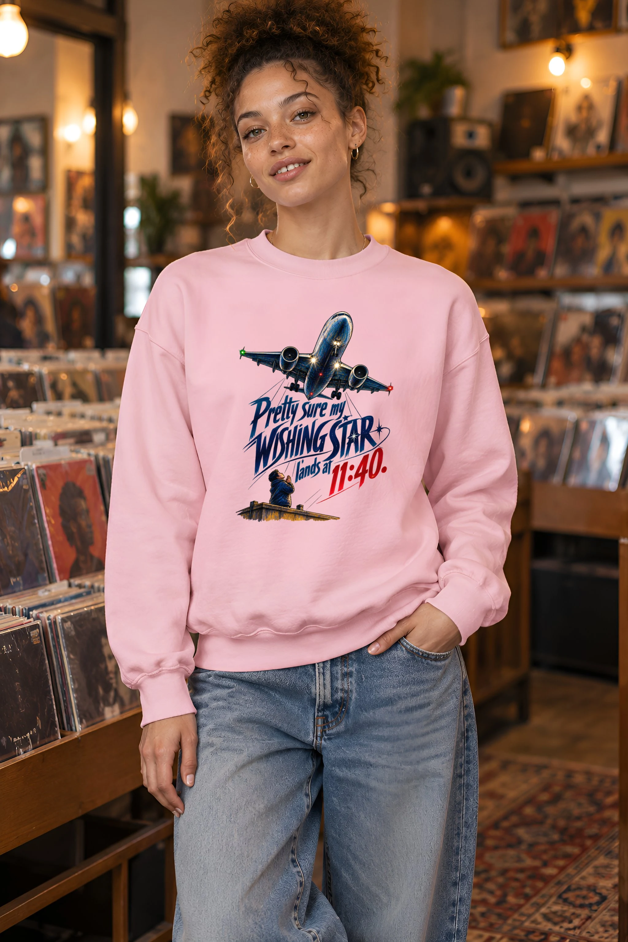 "Wishing Star Lands at 11:40" Unisex Crewneck Sweatshirt