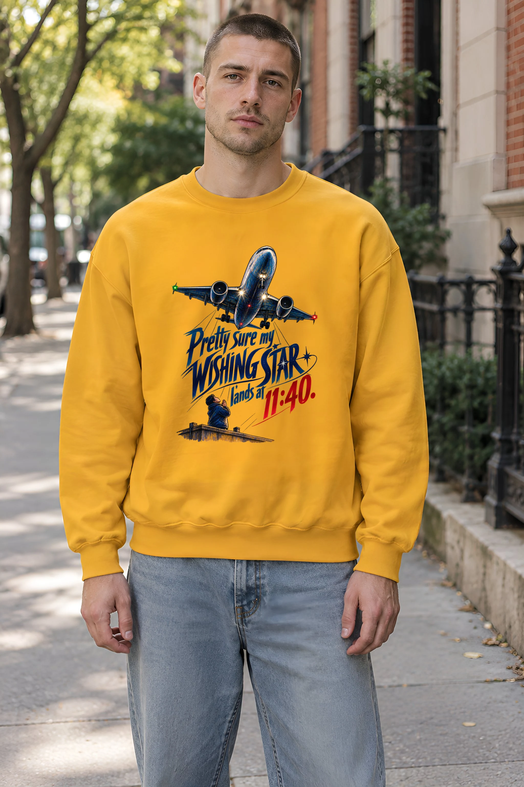 "Wishing Star Lands at 11:40" Unisex Crewneck Sweatshirt