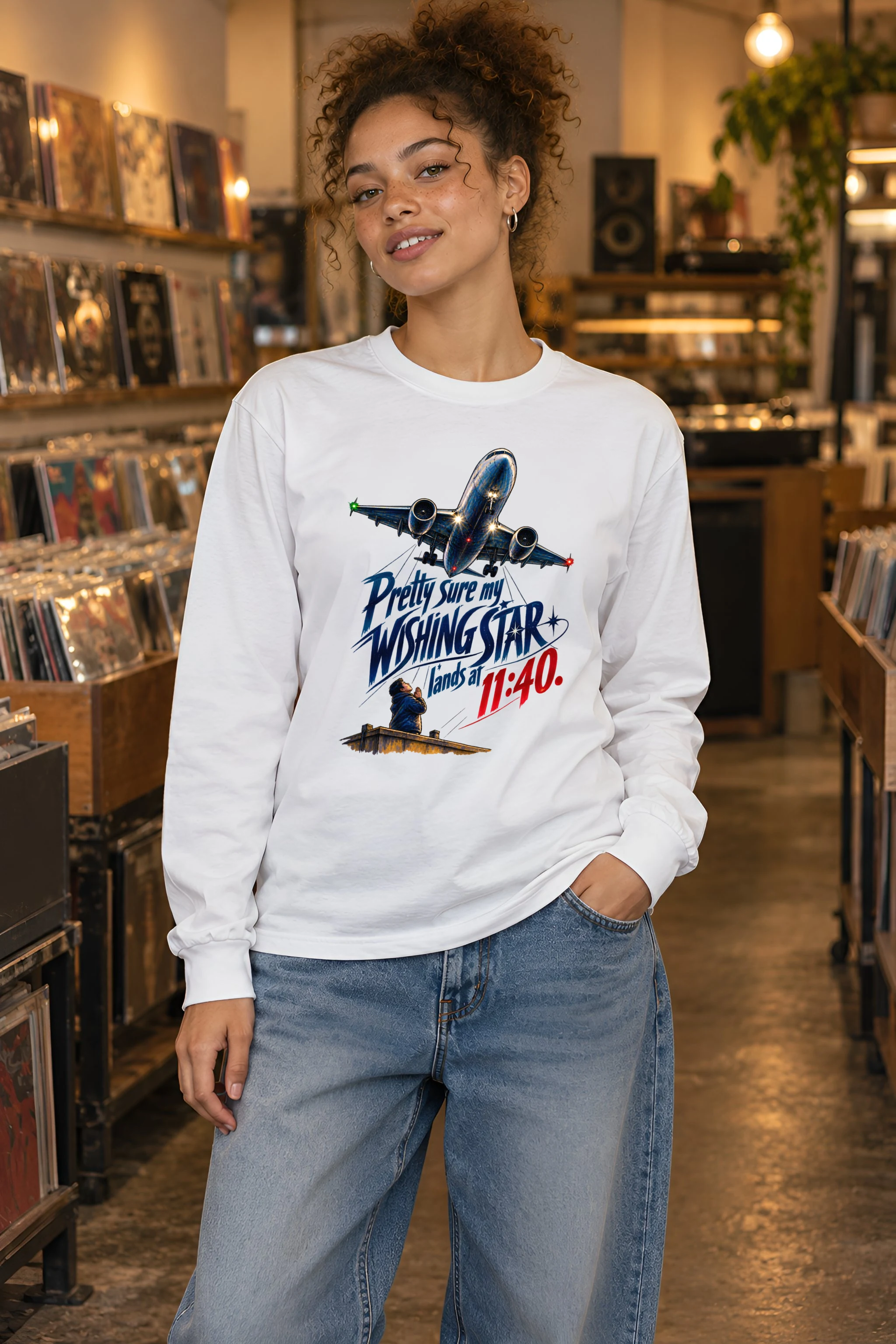 "Wishing Star Lands at 11:40" Unisex Longsleeve T-shirt