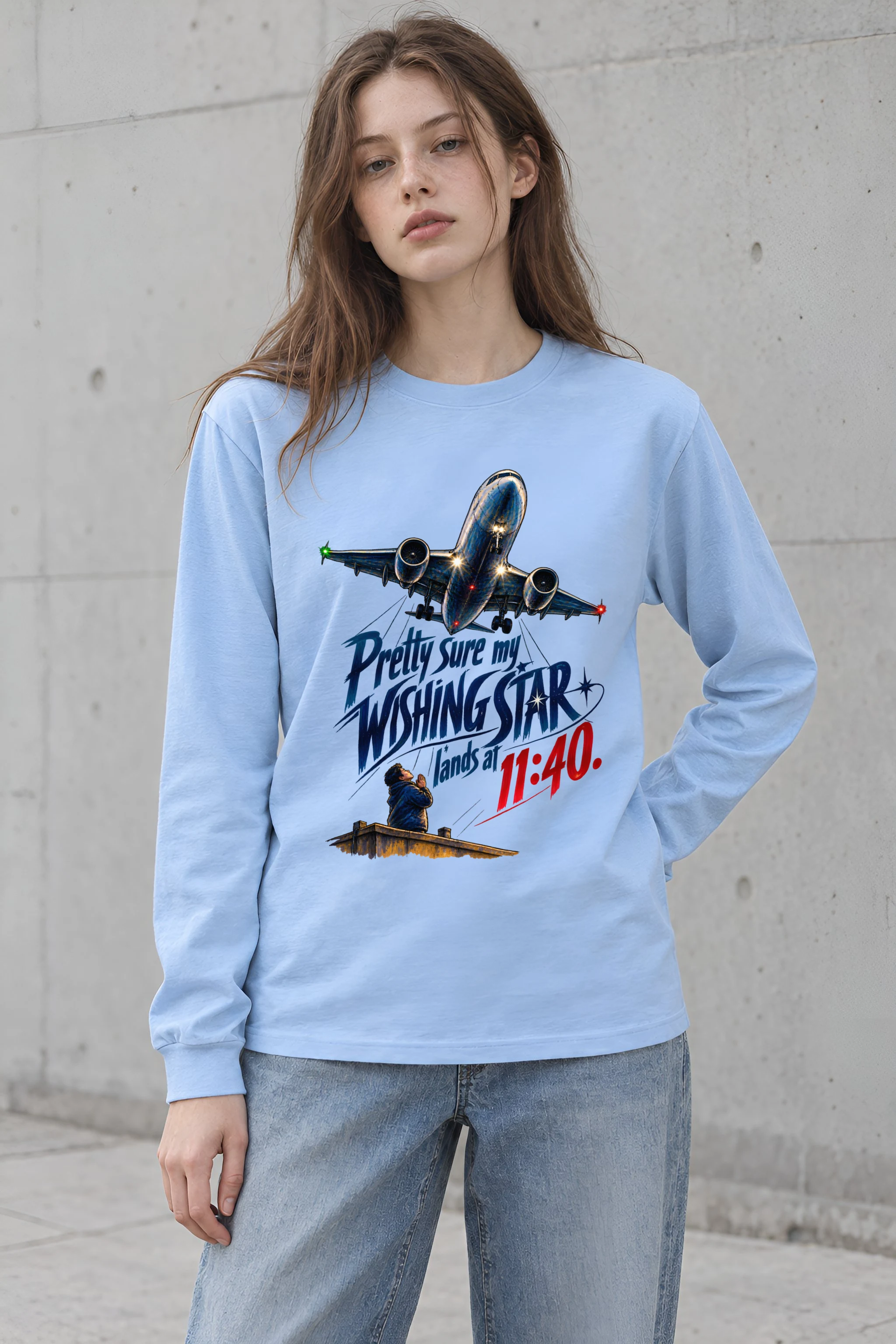 "Wishing Star Lands at 11:40" Unisex Longsleeve T-shirt