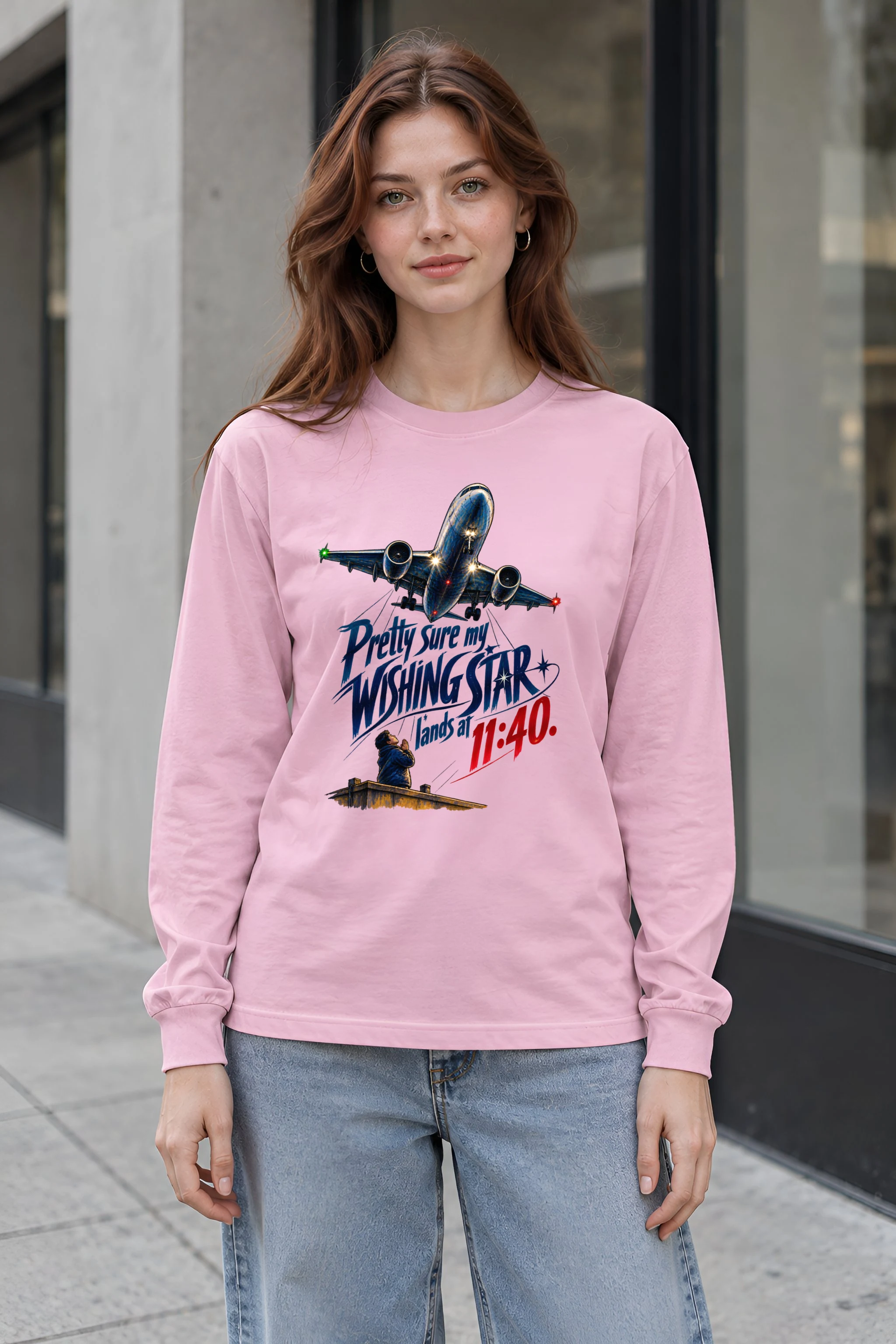 "Wishing Star Lands at 11:40" Unisex Longsleeve T-shirt
