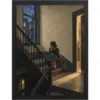 "Woman on the Stairwell at Dusk" Premium Wooden Framed Poster
