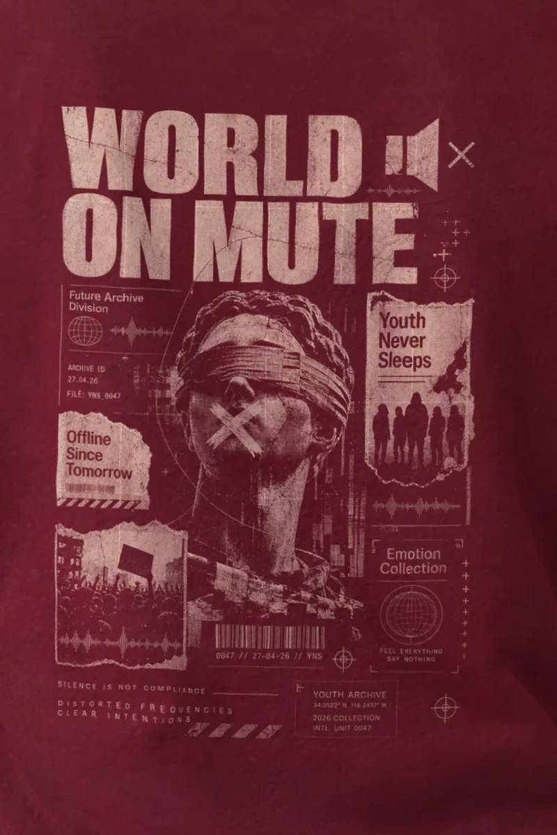 "World On Mute" Heavyweight Unisex Crewneck T-shirt