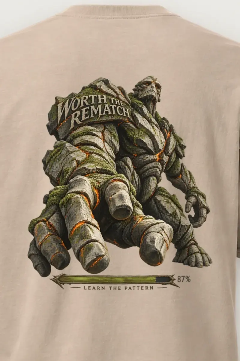 "Worth the Rematch" Heavyweight Unisex Crewneck T-shirt - the graphic up close