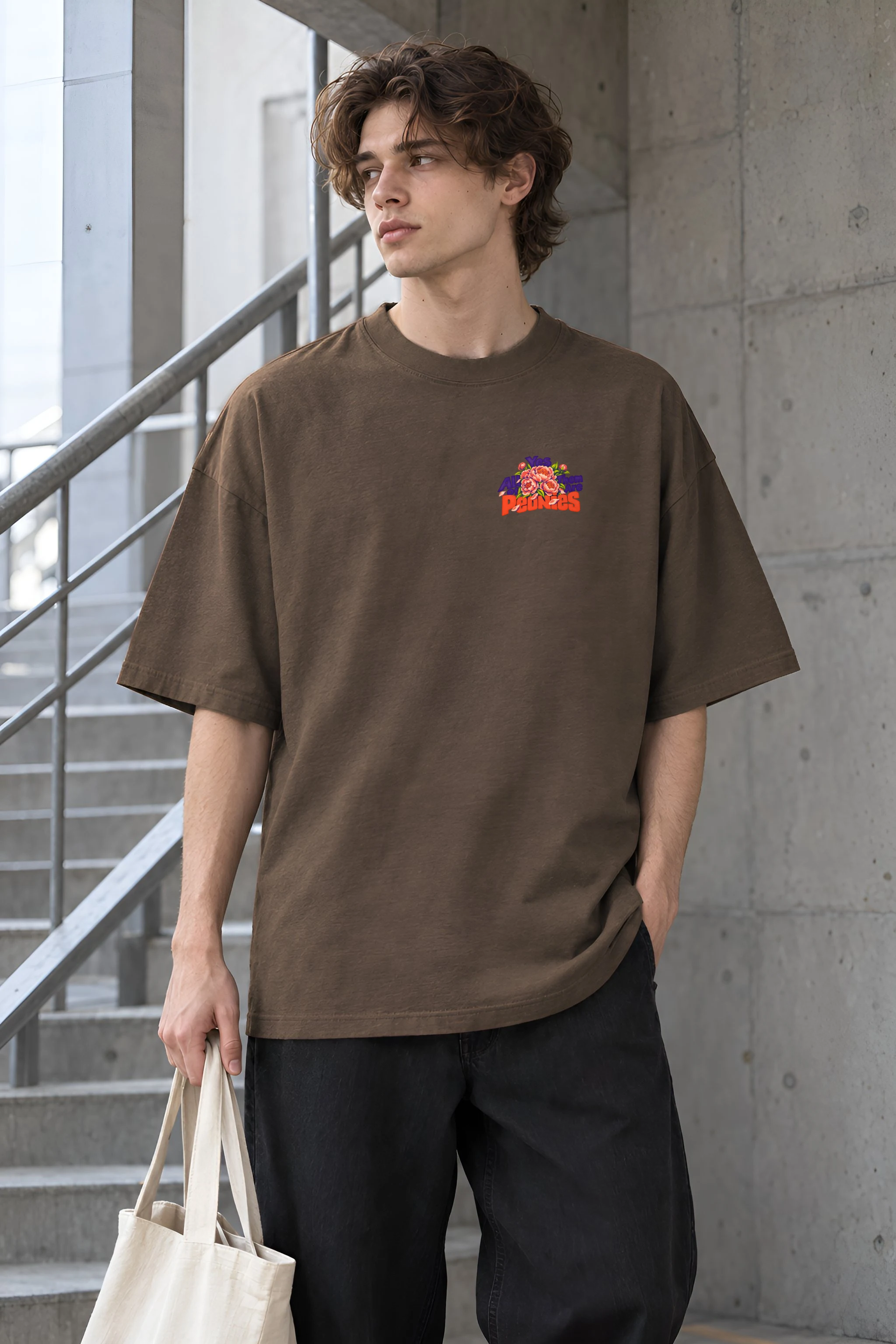 "Yes All of Them Are Peonies" Unisex Oversized Heavyweight Crewneck T-Shirt