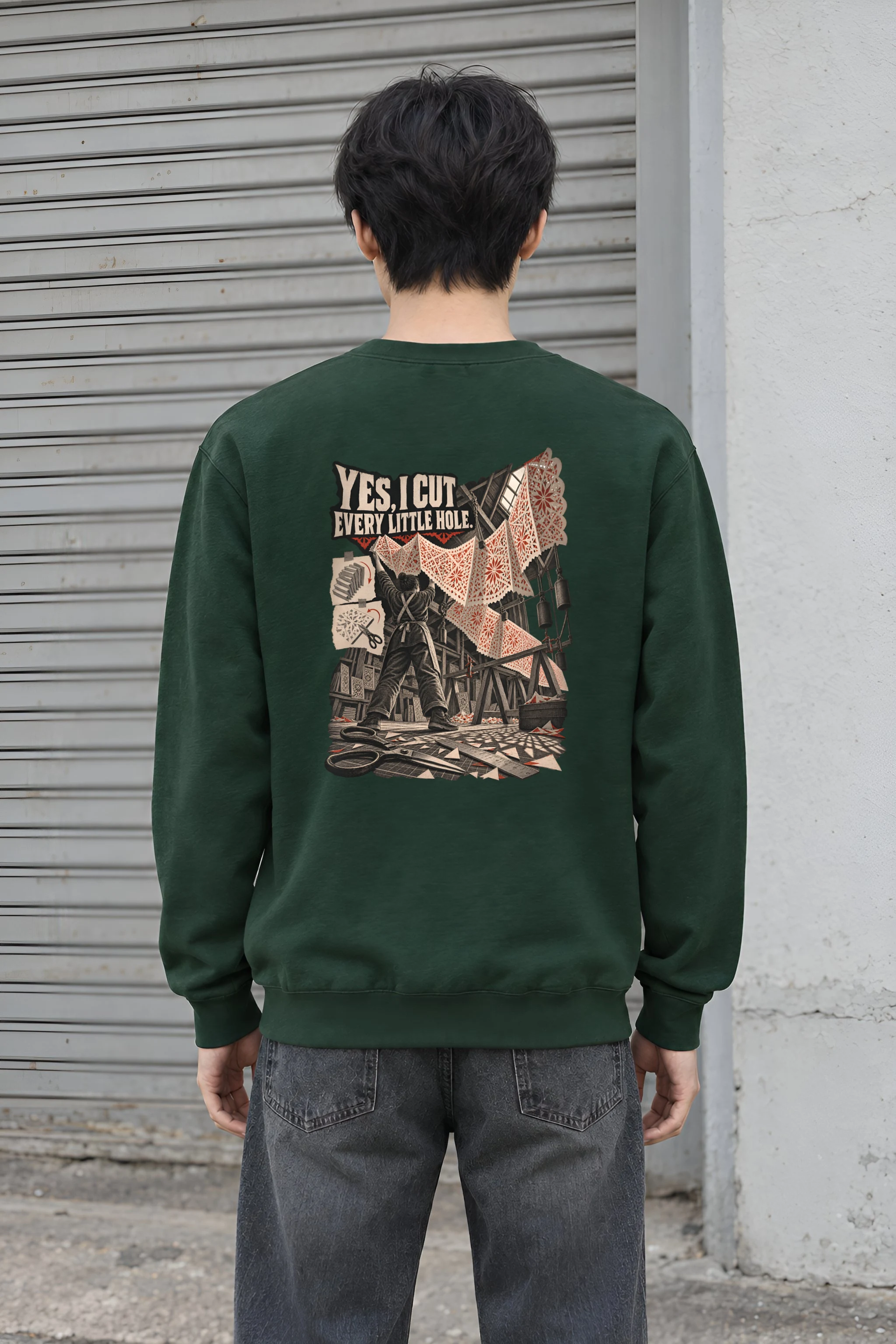 "Yes, I Cut Every Little Hole" Heavy Blend Unisex Crewneck Sweatshirt