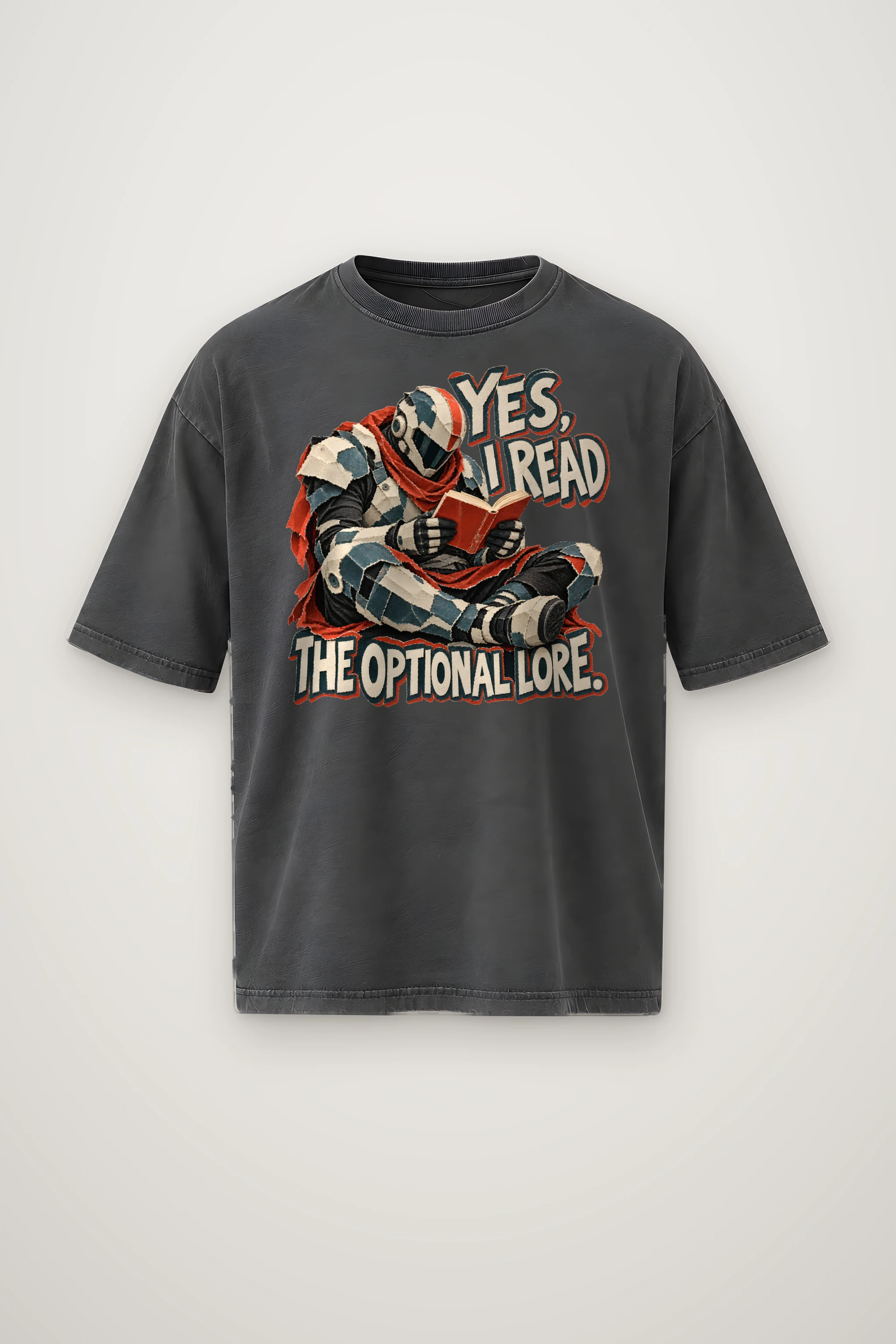 "Yes, I Read the Optional Lore" Men's Oversized Heavyweight Crewneck T-Shirt