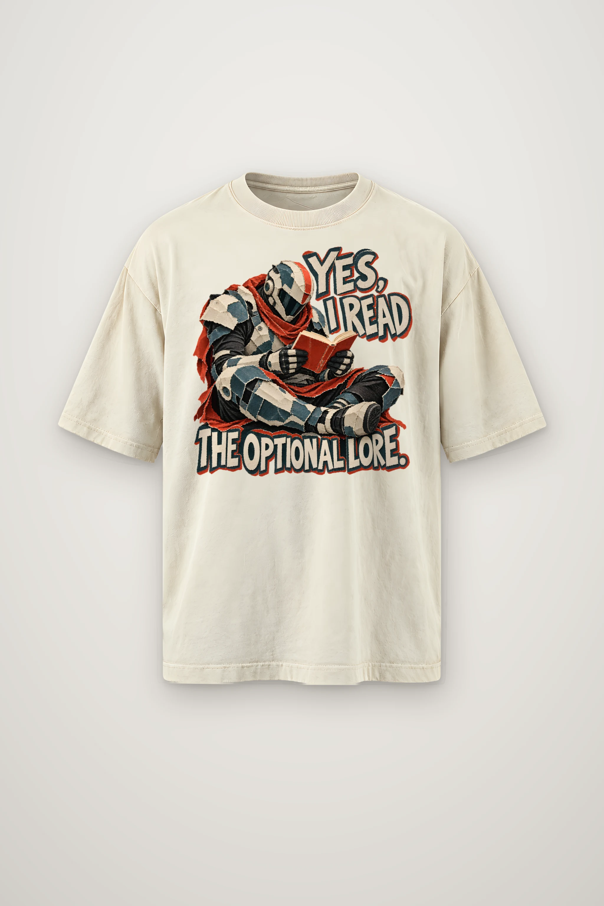 "Yes, I Read the Optional Lore" Men's Oversized Heavyweight Crewneck T-Shirt