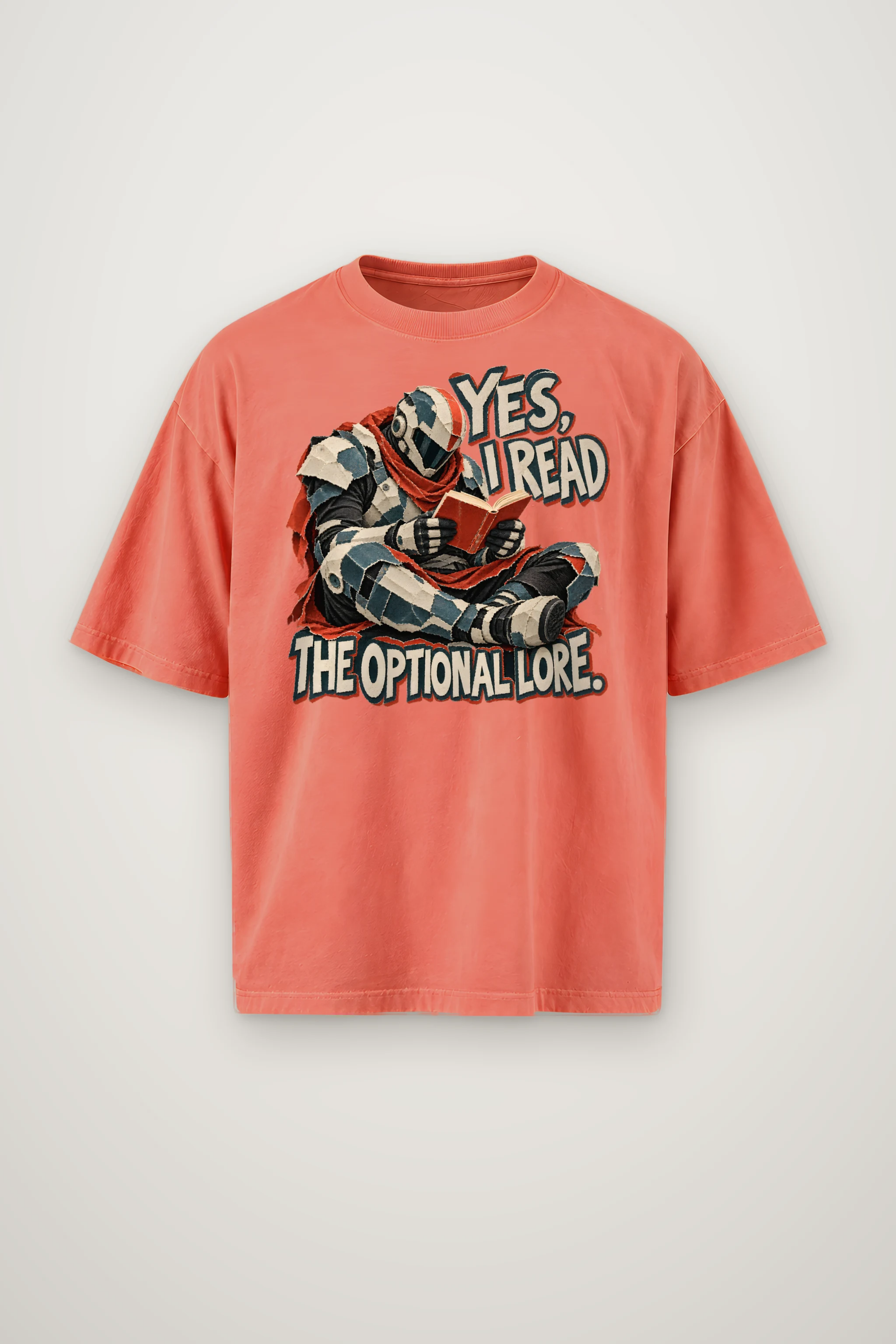"Yes, I Read the Optional Lore" Men's Oversized Heavyweight Crewneck T-Shirt