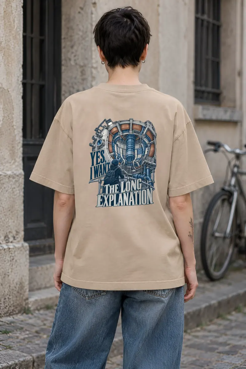 "Yes, I Want The Long Explanation" Unisex Oversized Heavyweight Crewneck T-Shirt