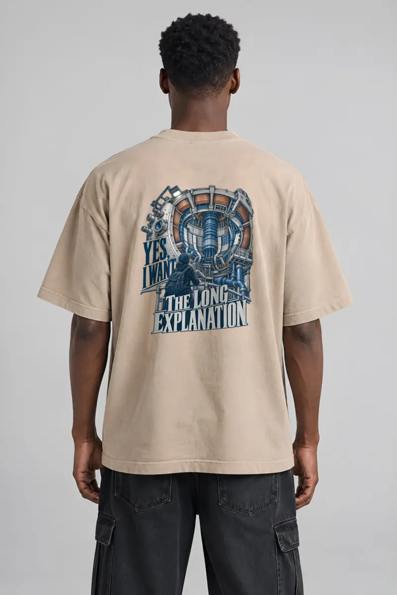 “Yes, I Want The Long Explanation” Men’s Oversized Heavyweight Crewneck T-Shirt