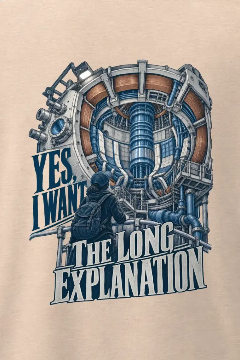 "Yes, I Want The Long Explanation" Men’s Oversized Heavyweight Crewneck T-Shirt - the graphic up close