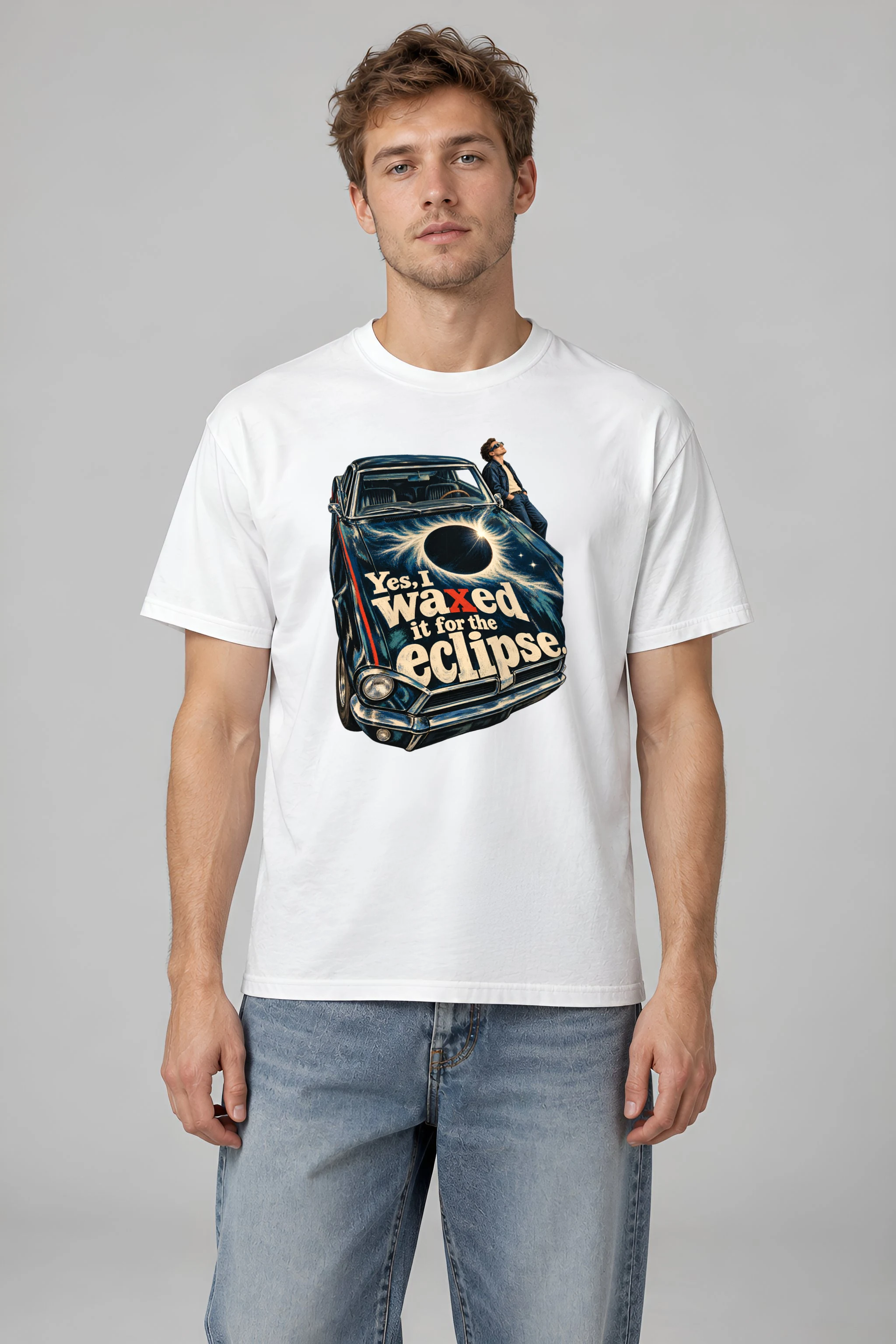 "Yes, I Waxed It for the Eclipse" Heavyweight Unisex Crewneck T-shirt
