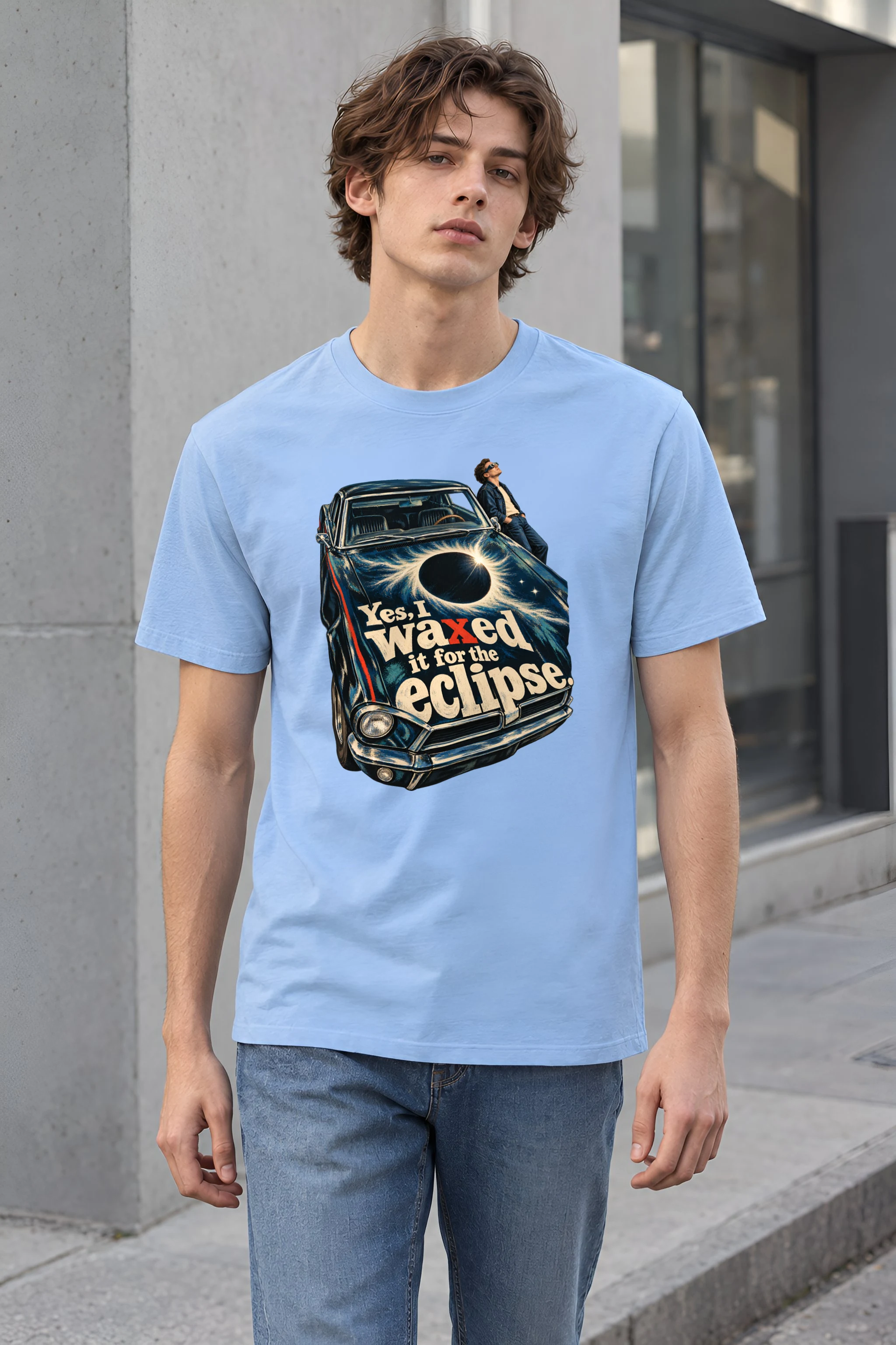 "Yes, I Waxed It for the Eclipse" Heavyweight Unisex Crewneck T-shirt