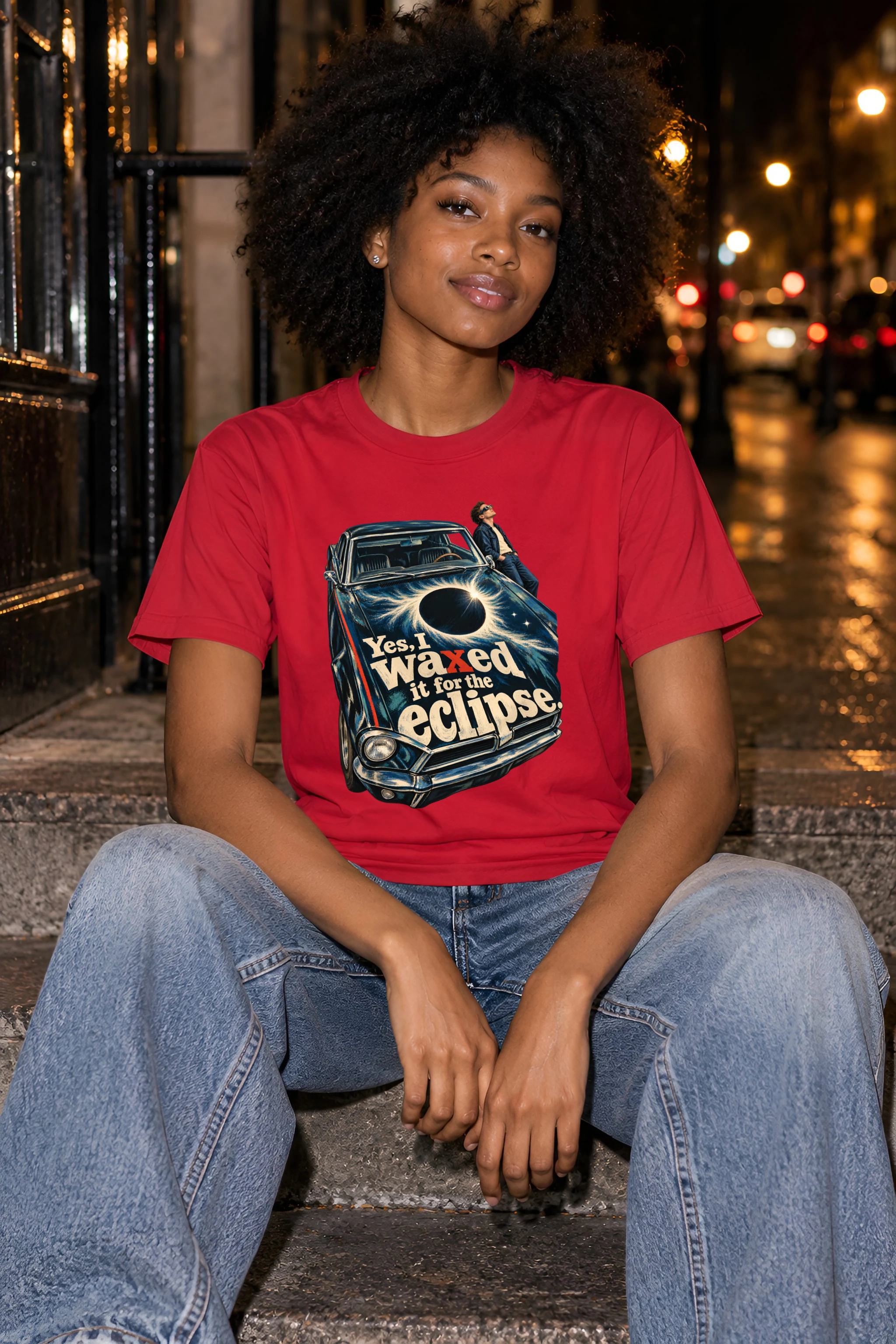 "Yes, I Waxed It for the Eclipse" Heavyweight Unisex Crewneck T-shirt