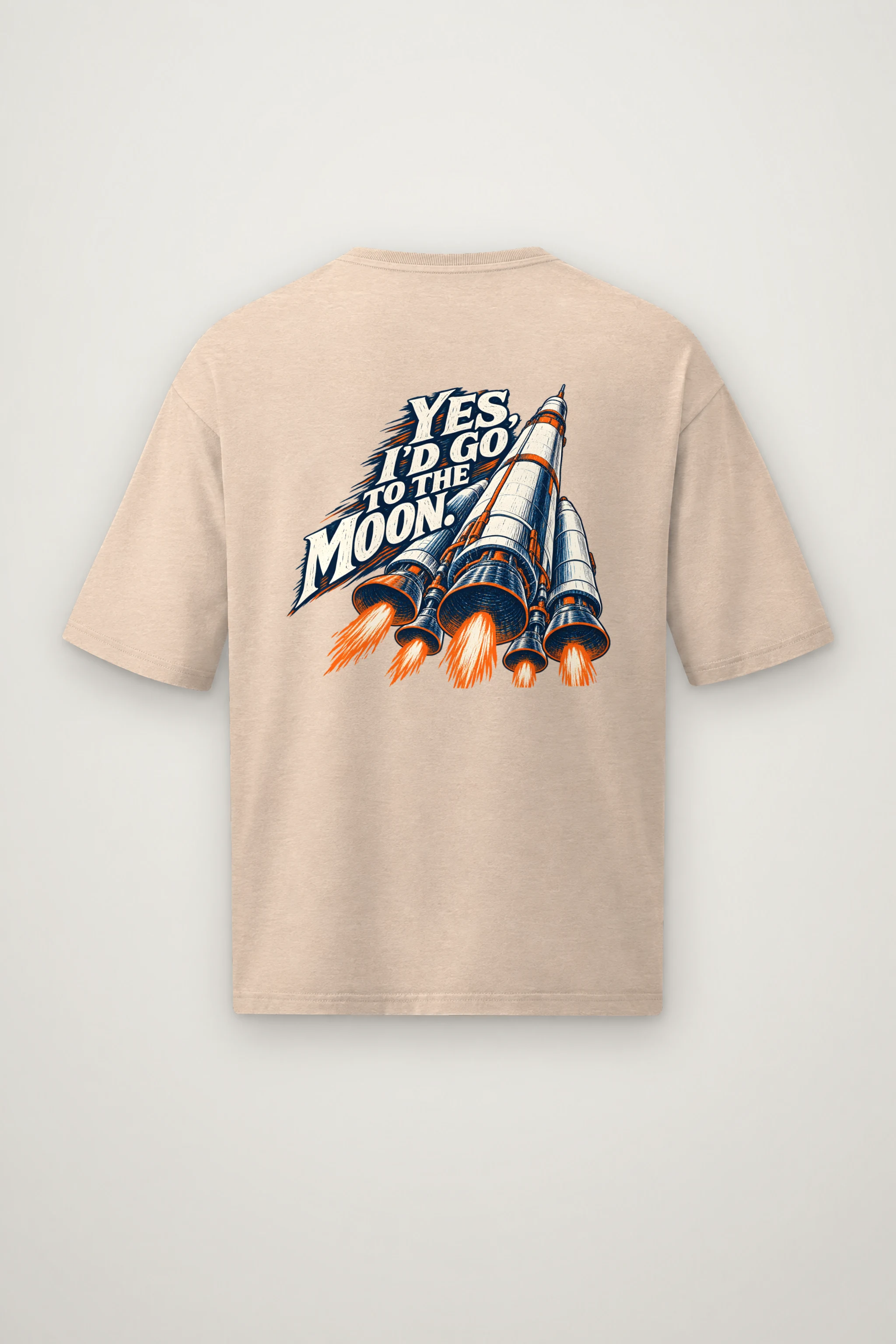 "Yes, I'd Go to the Moon" Men's Oversized Heavyweight Crewneck T-Shirt