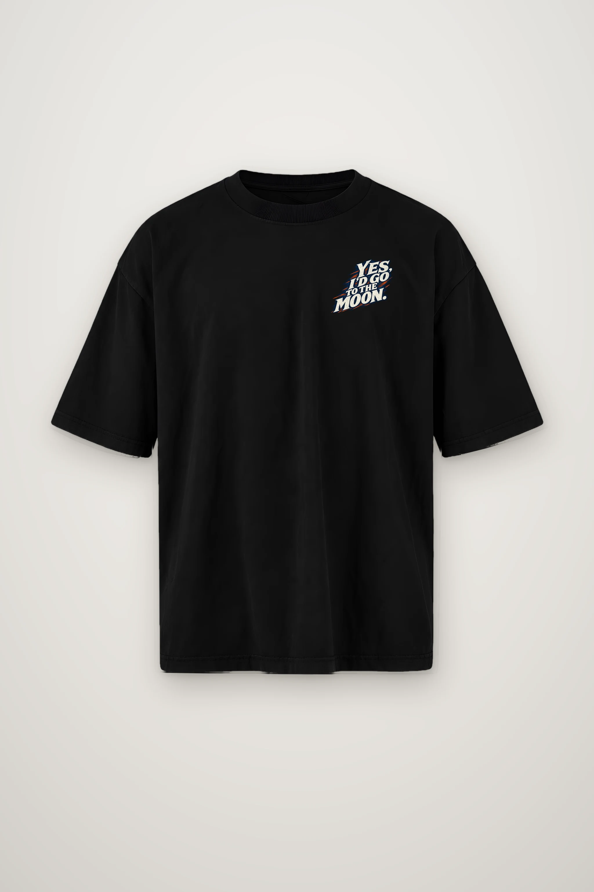 "Yes, I'd Go to the Moon" Men's Oversized Heavyweight Crewneck T-Shirt