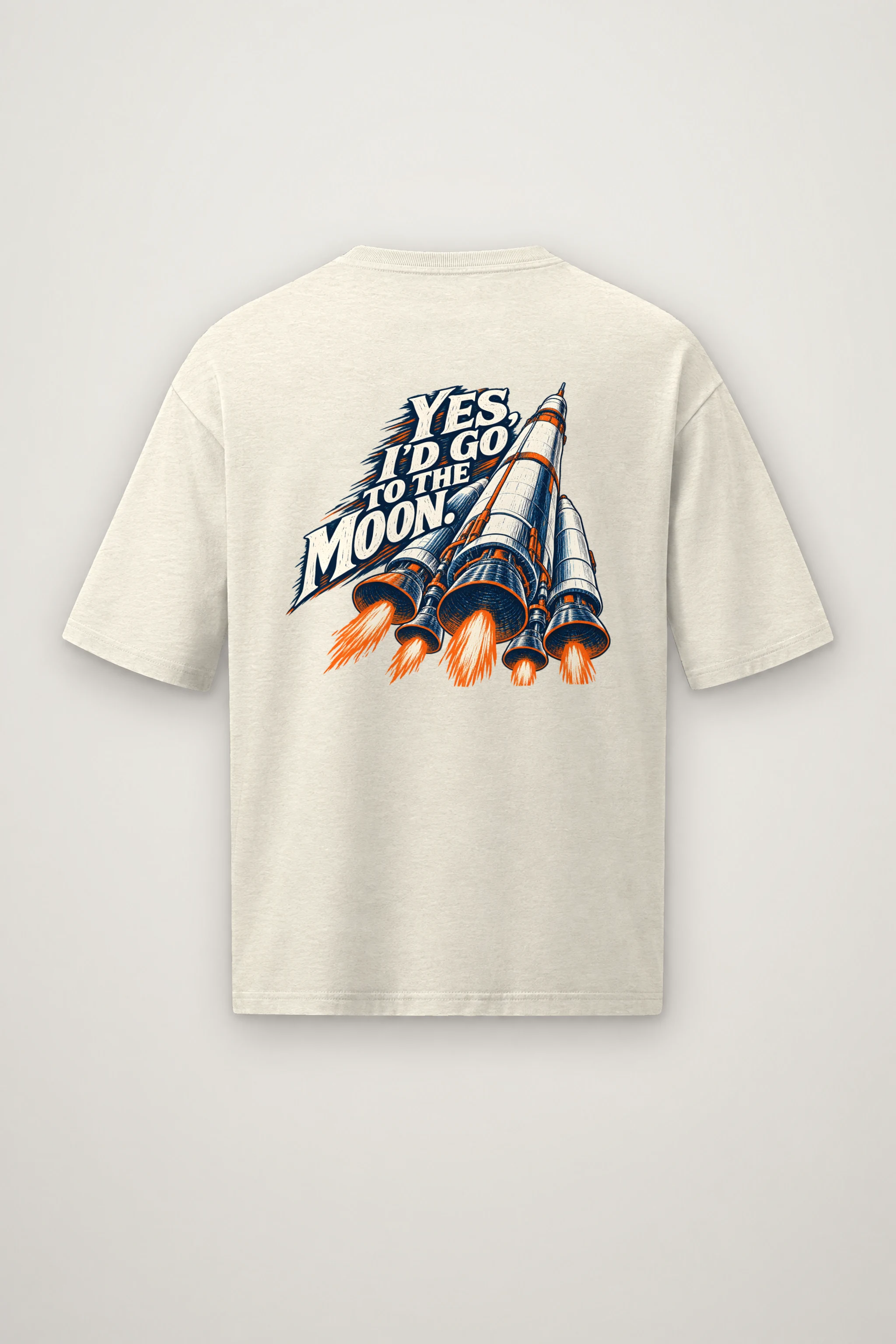 "Yes, I'd Go to the Moon" Men's Oversized Heavyweight Crewneck T-Shirt