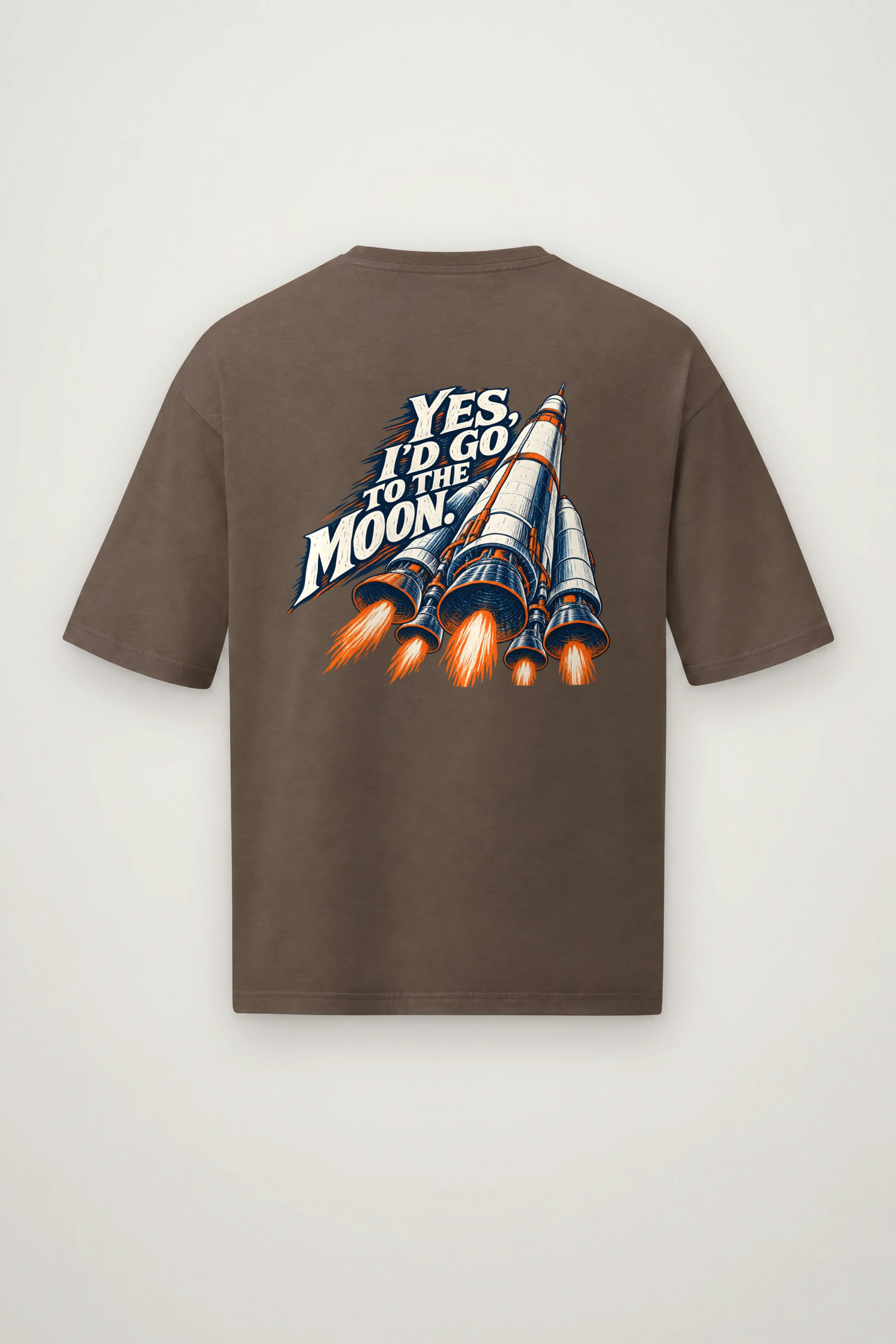"Yes, I'd Go to the Moon" Men's Oversized Heavyweight Crewneck T-Shirt