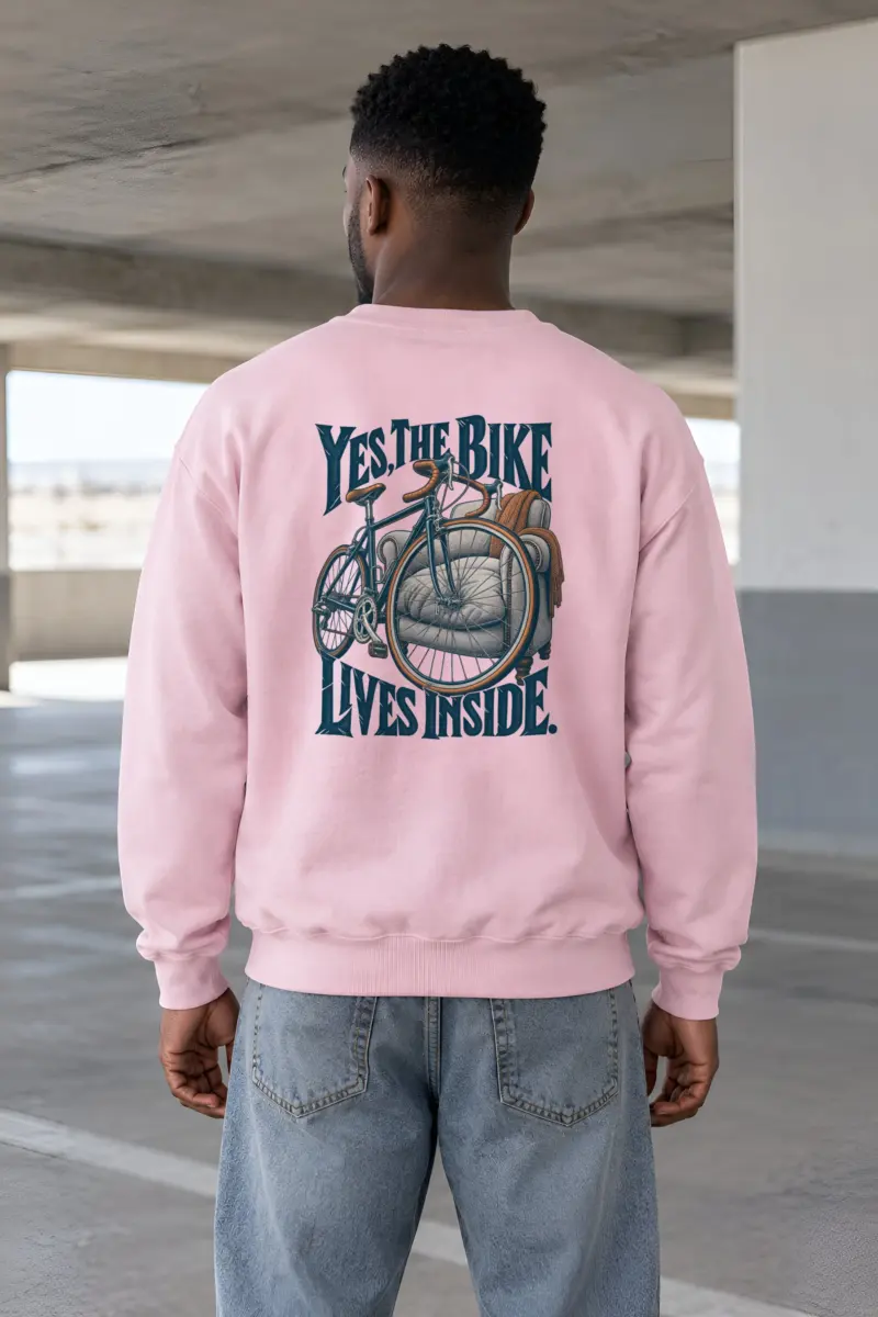 "Yes The Bike Lives Inside" Heavy Blend Unisex Crewneck Sweatshirt