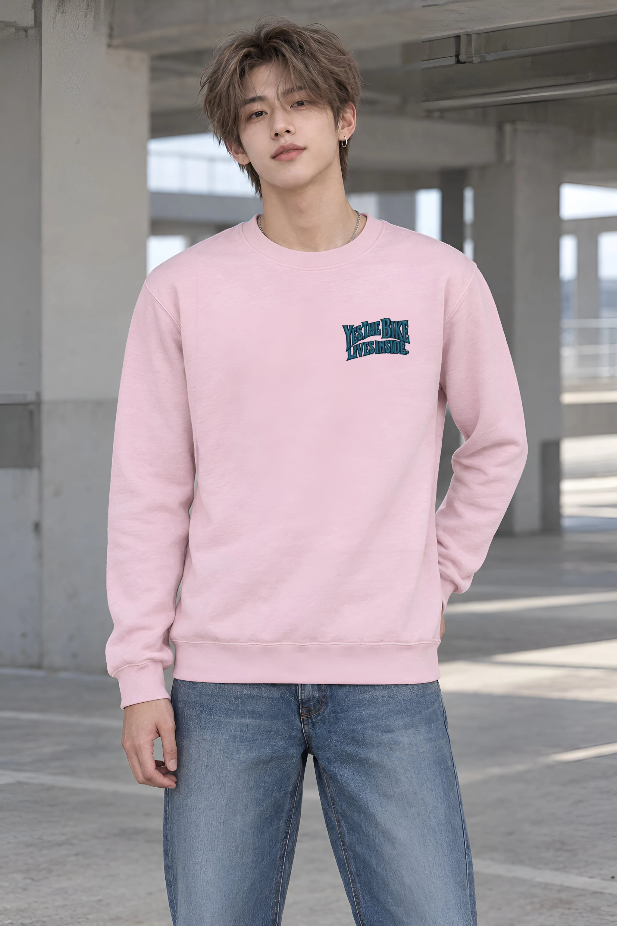 "Yes The Bike Lives Inside" Heavy Blend Unisex Crewneck Sweatshirt