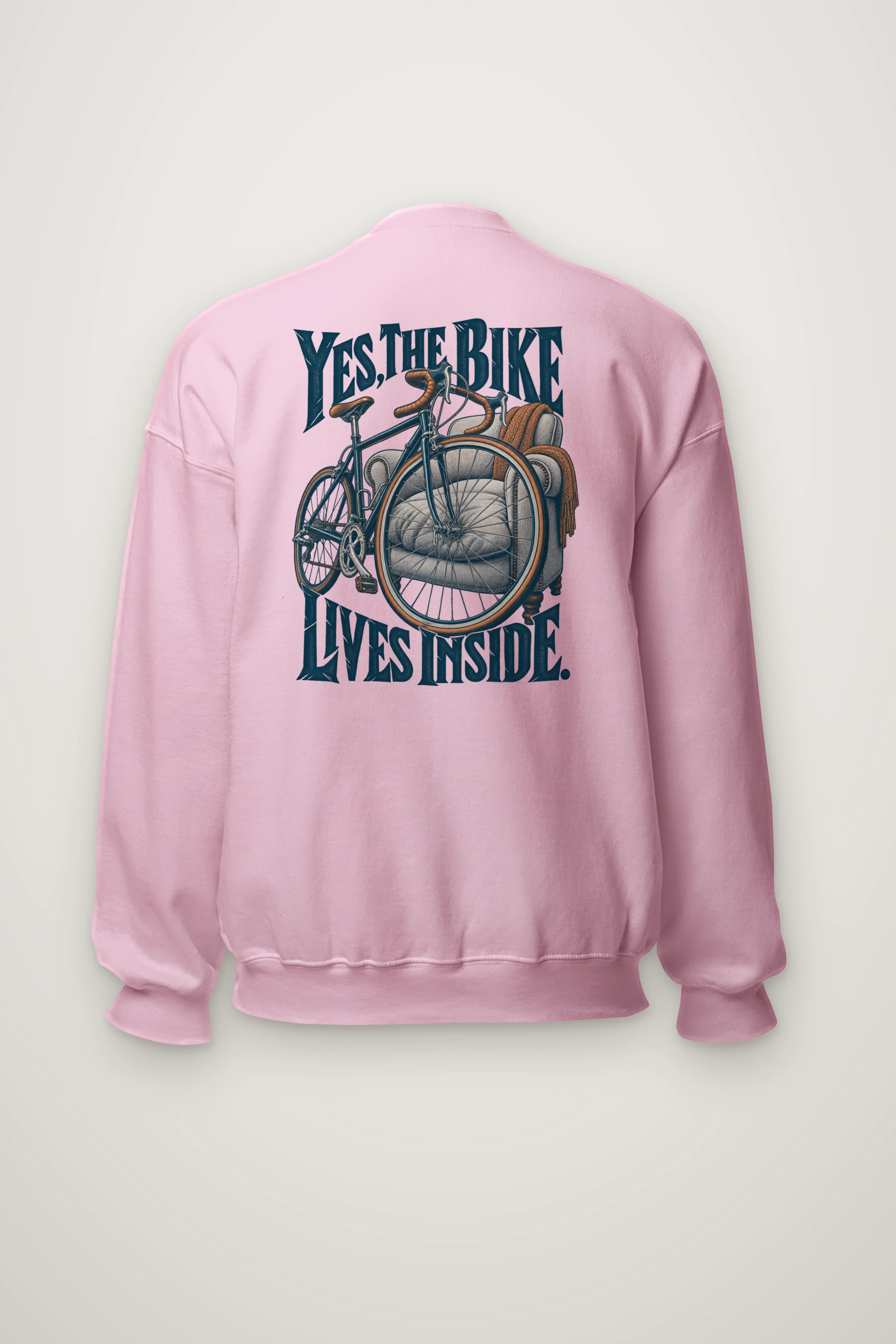 "Yes The Bike Lives Inside" Heavy Blend Unisex Crewneck Sweatshirt