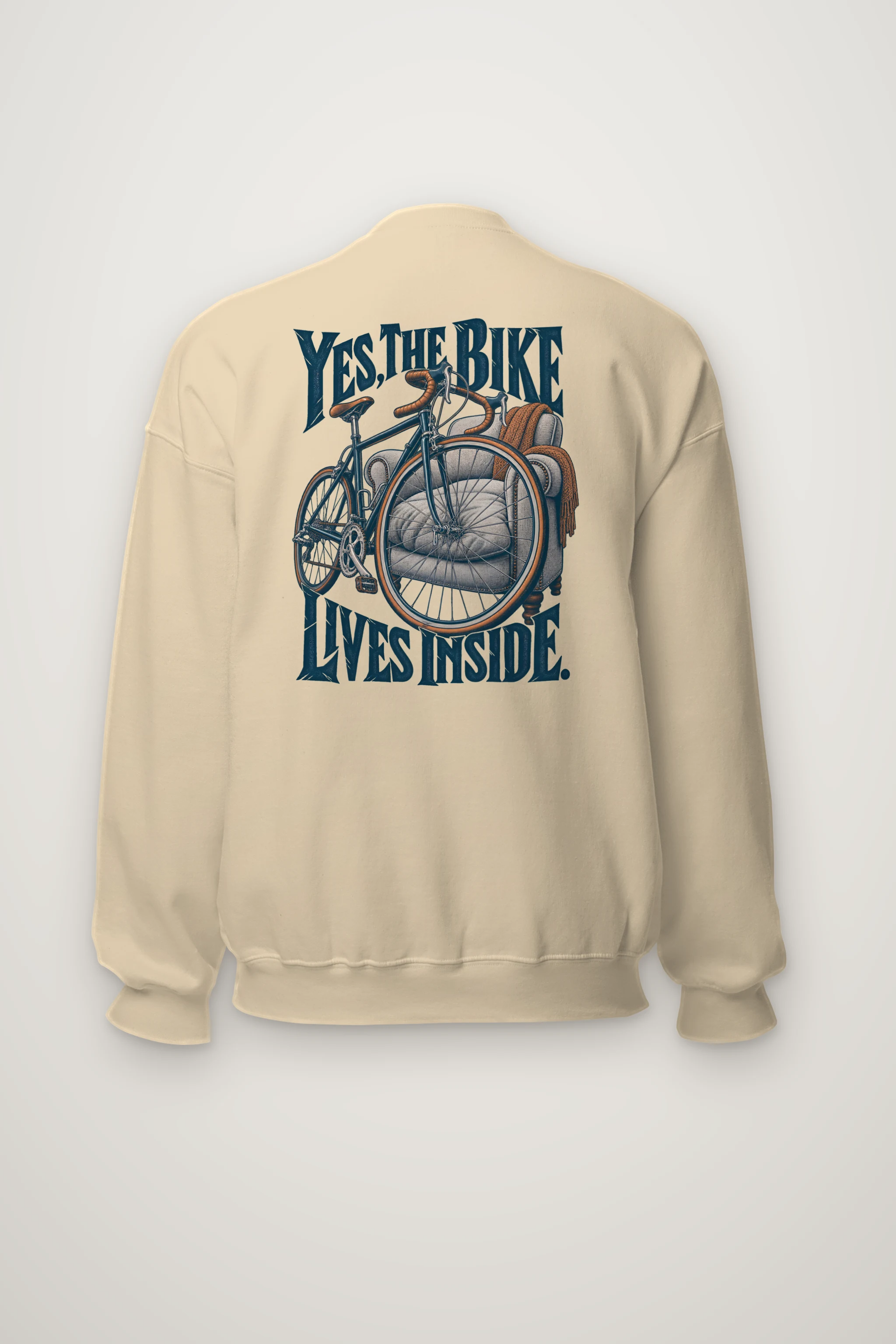 "Yes The Bike Lives Inside" Heavy Blend Unisex Crewneck Sweatshirt