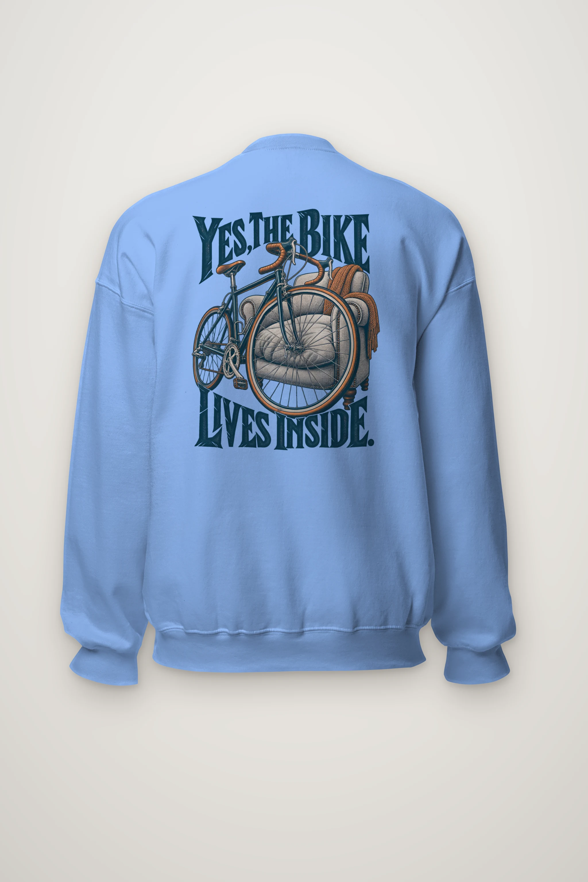 "Yes The Bike Lives Inside" Heavy Blend Unisex Crewneck Sweatshirt