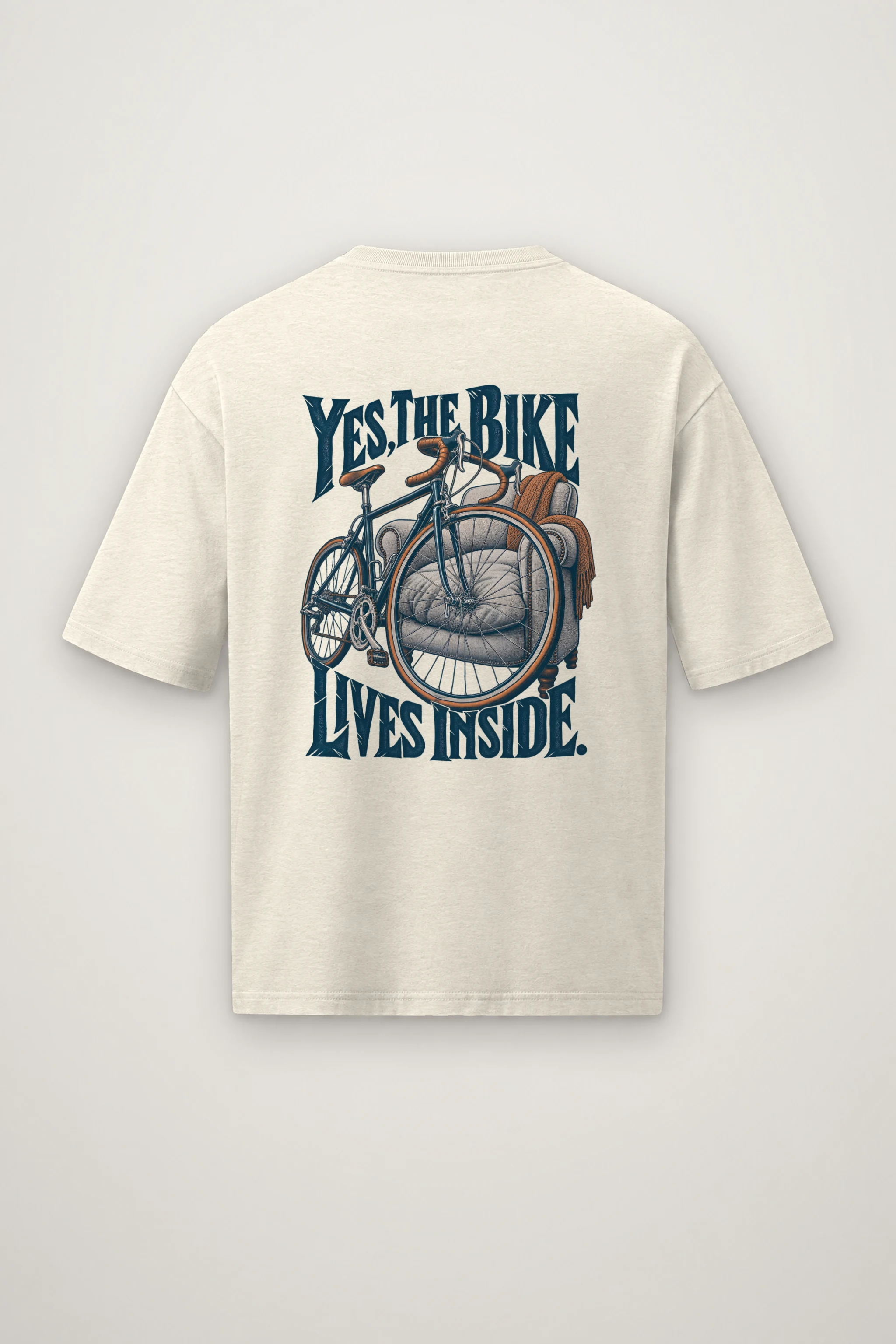 "Yes, The Bike Lives Inside" Men's Oversized Heavyweight Crewneck T-Shirt